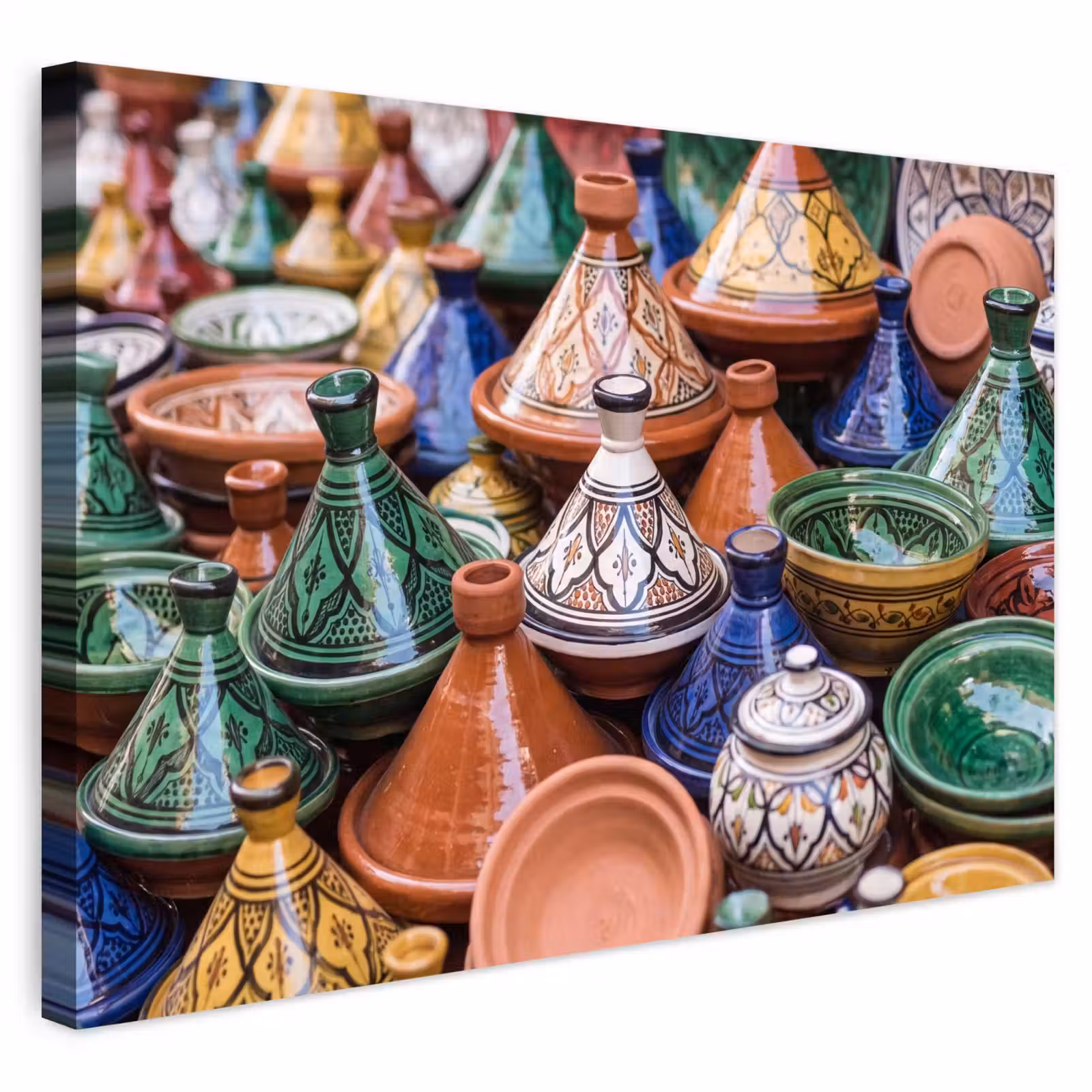 Outdoor Leinwand - Keramik – Bunt – Muster - Aardewerk - Kleurrijk - Patroon Tuinposter op houten frame 2 cm dik klein