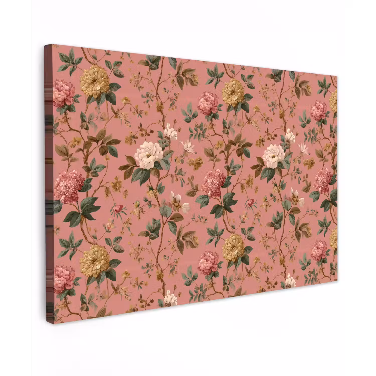 Klassiek - Botanisch - Roze Tuinposter op houten frame 2 cm dik klein 845 -3d