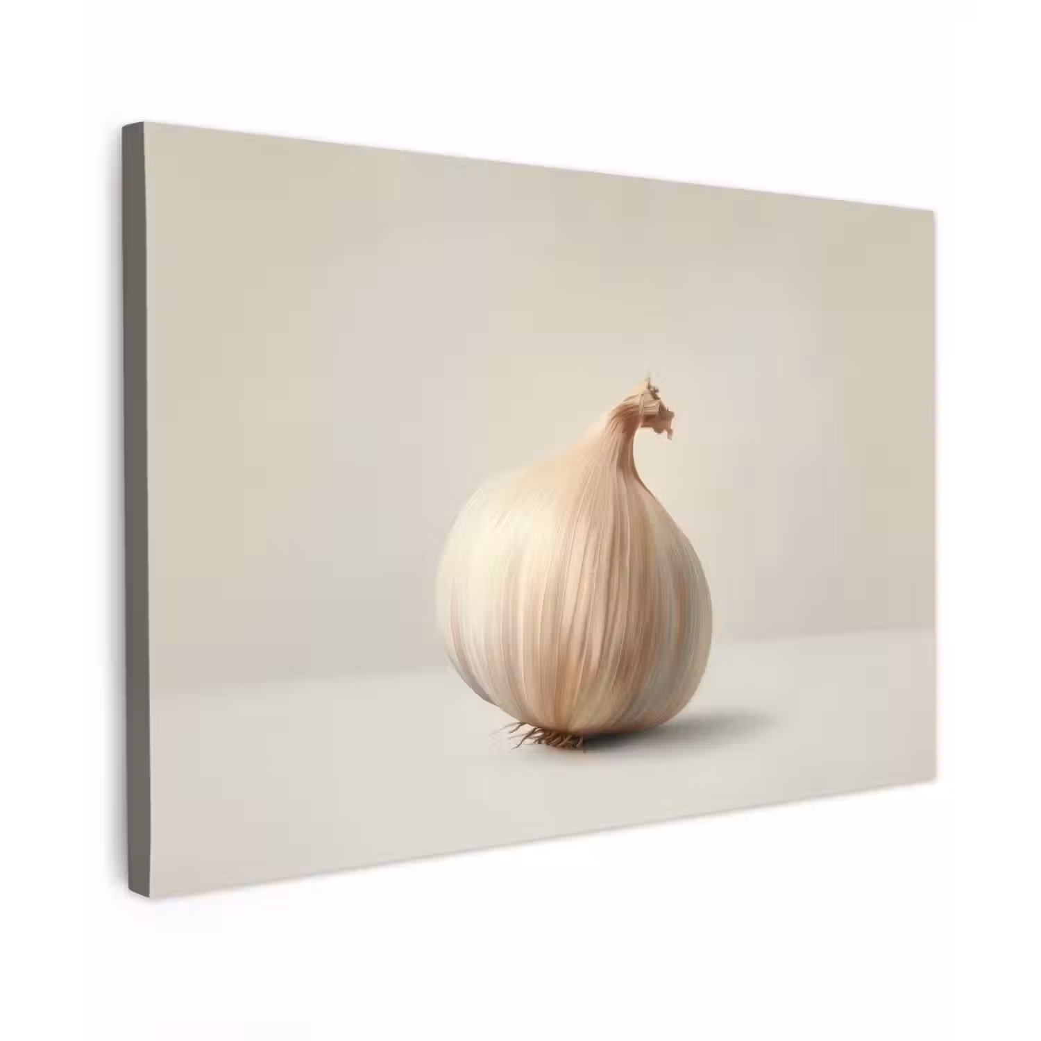 Knoflook - Natuurlijk - Beige Tuinposter op houten frame 2 cm dik klein -3d