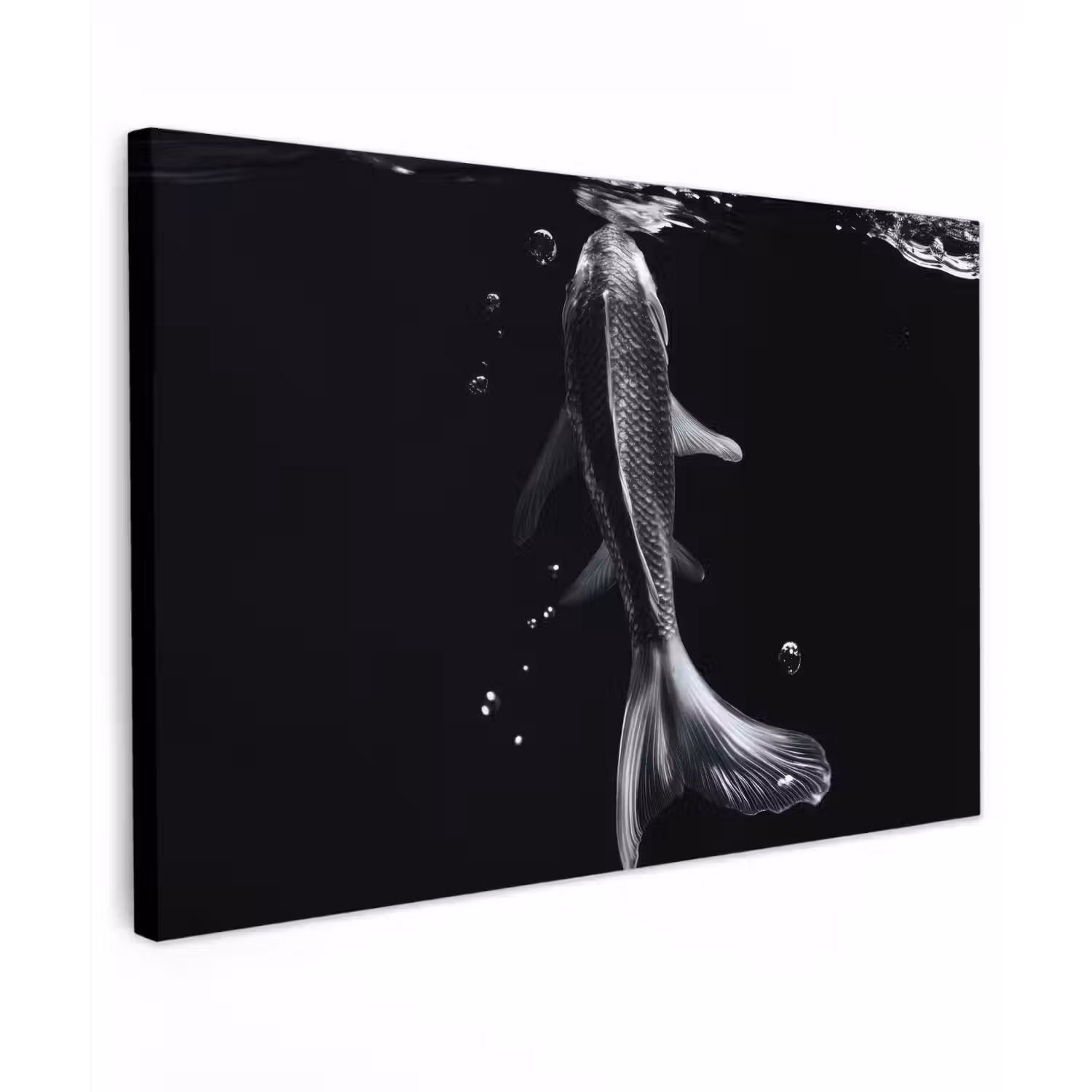 Koi - Vissen - Water - Zwart Tuinposter op houten frame 2 cm dik klein -3d
