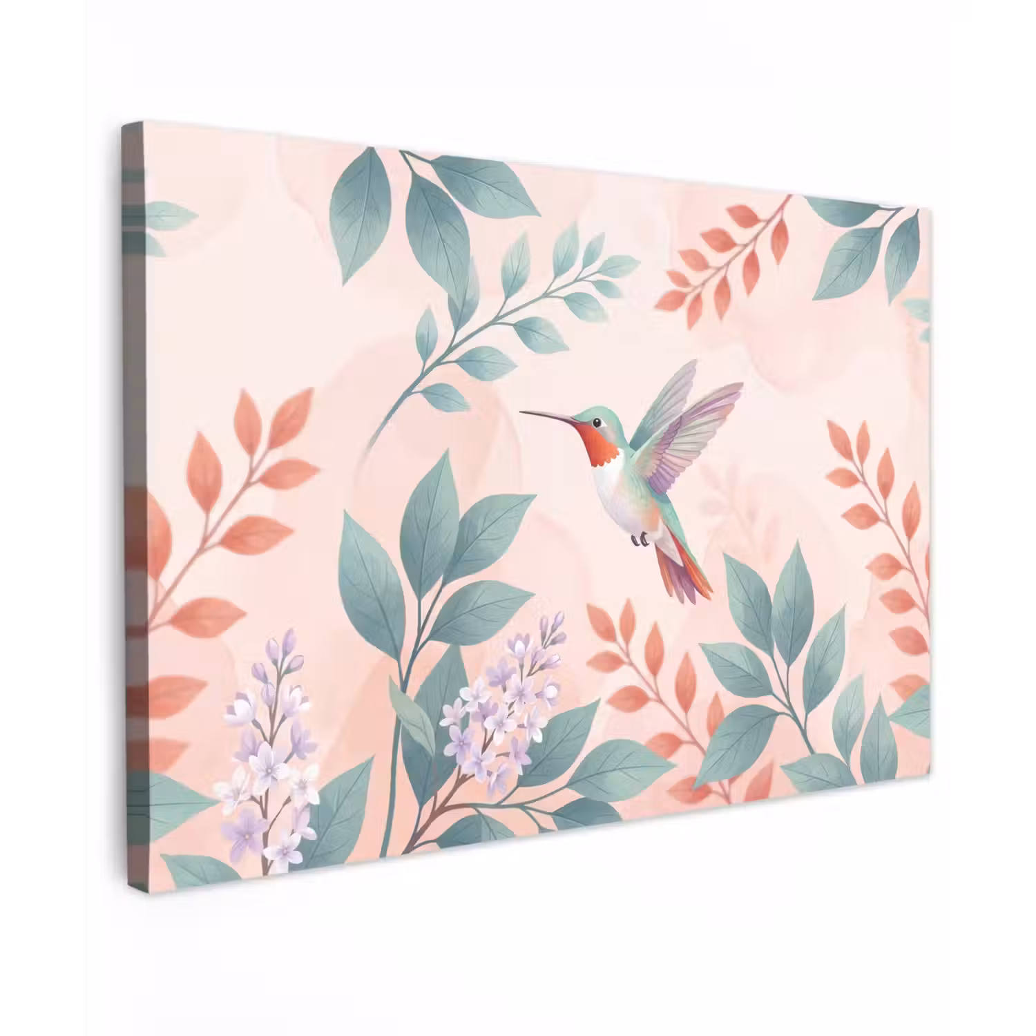 Kolibrie - Vliegen - Natuur - Illustratie - Kleurrijk Tuinposter op houten frame 2 cm dik klein -3d