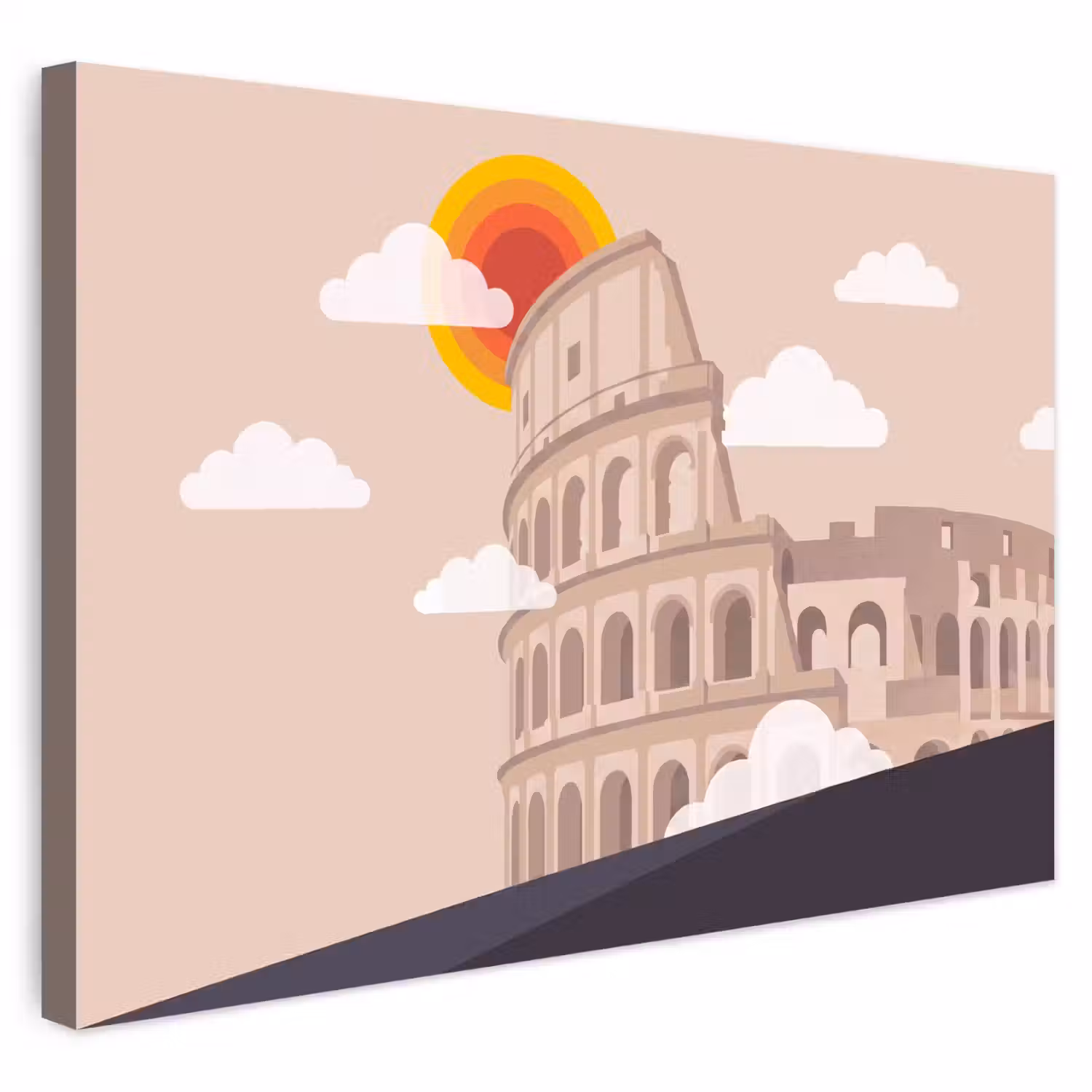 Colosseum - Zonsopgang - Rome - Architectuur - Beige Tuinposter op houten frame 2 cm dik klein -3d