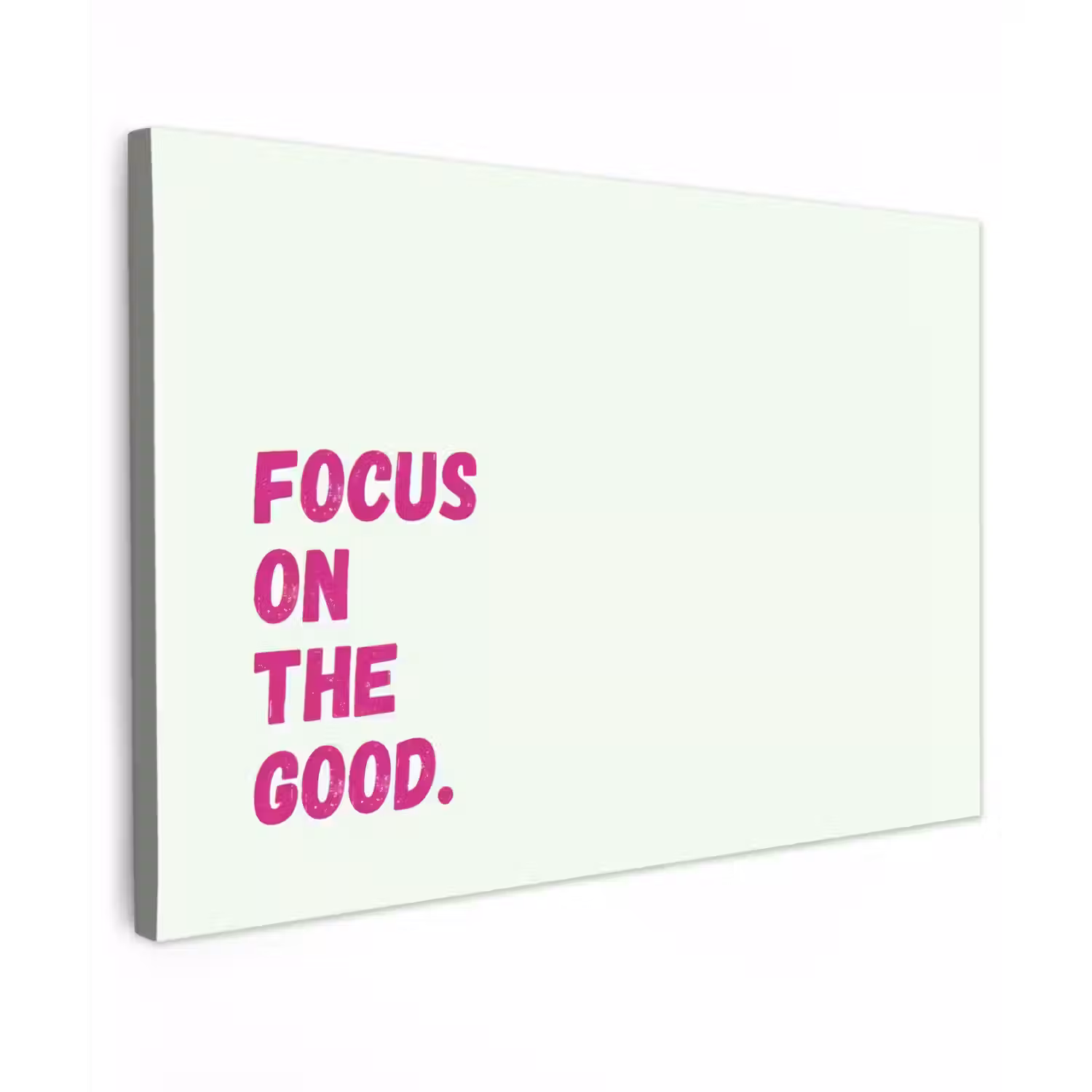 Focus on the good - Beige - Roze Tuinposter op houten frame 2 cm dik klein -3d