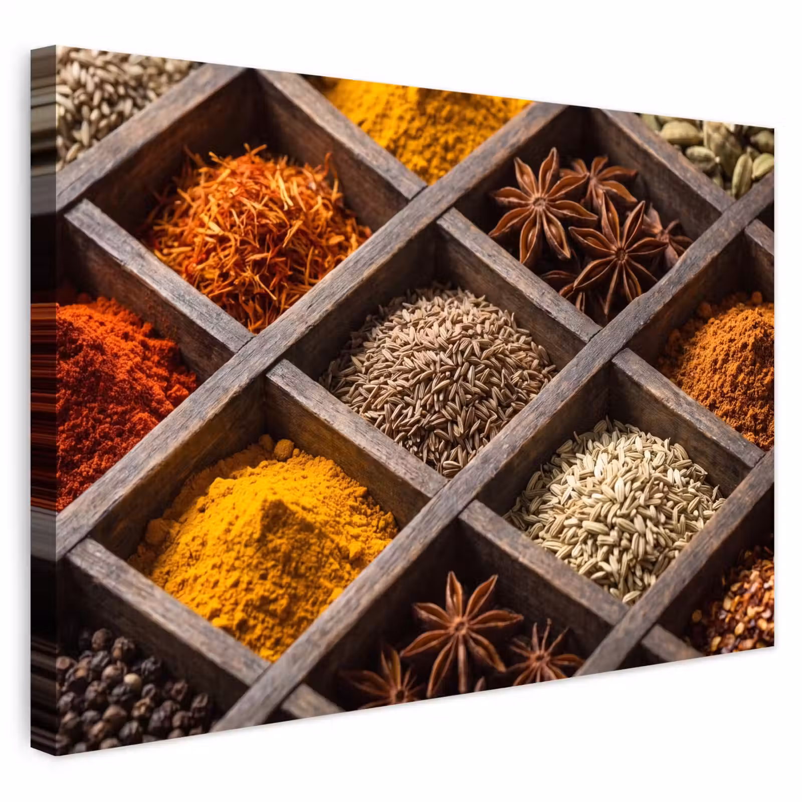 Outdoor Leinwand - Kräuter – Holz – Essen - Kruiden - Houten - Eten Tuinposter op houten frame 2 cm dik klein