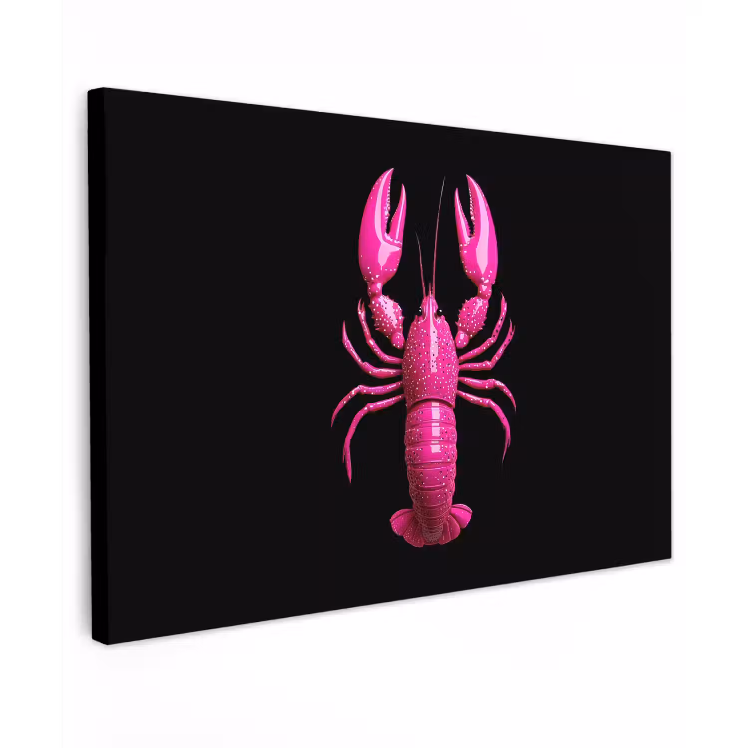 Kreeft - Felroze - Stippen - Opvallend Tuinposter op houten frame 2 cm dik klein -3d