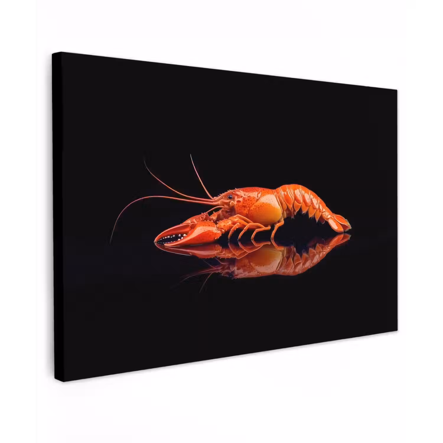 Kreeft - Oranje - Zwart - Opvallend Tuinposter op houten frame 2 cm dik klein -3d