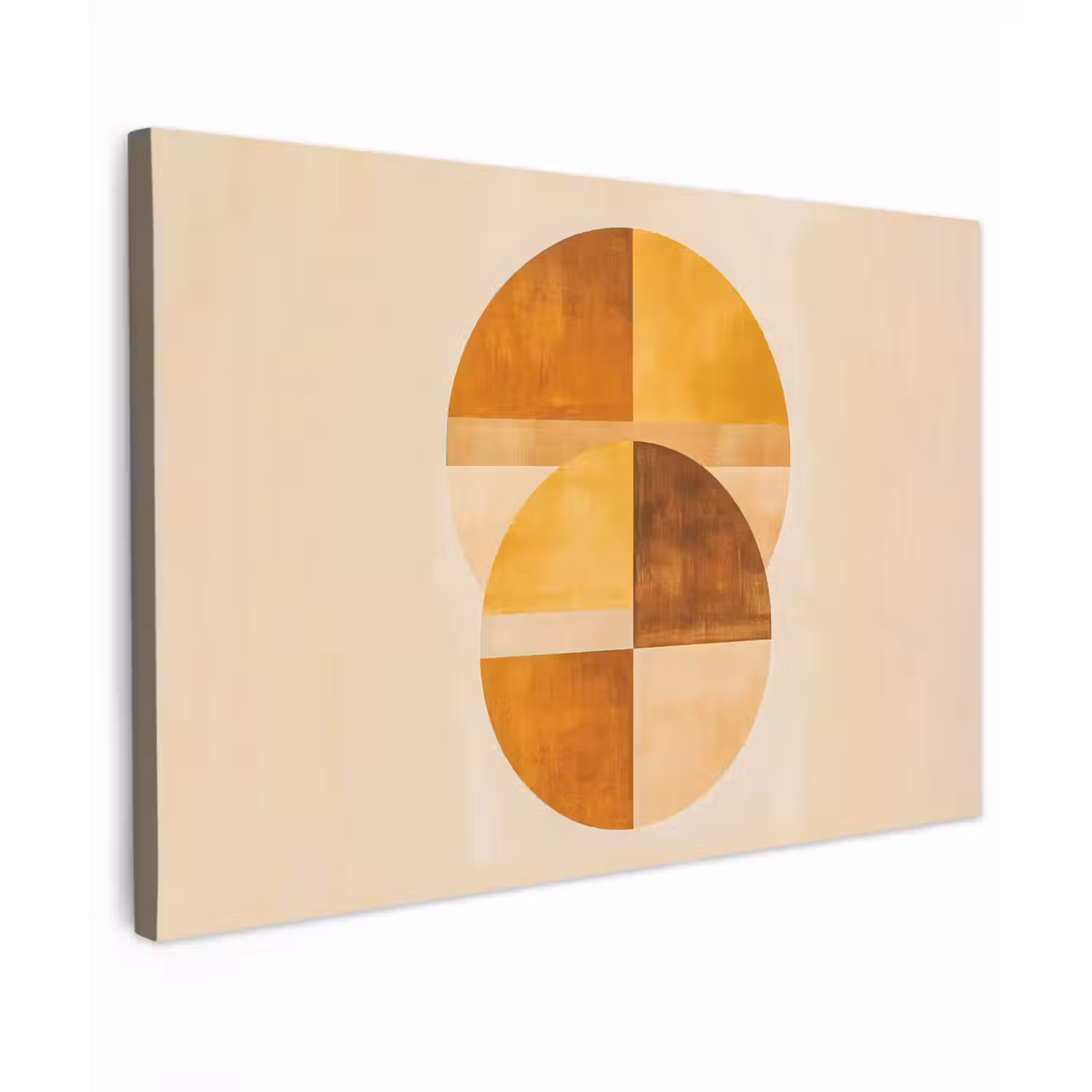 Cirkels - Geel - Minimalistisch Tuinposter op houten frame 2 cm dik klein -3d