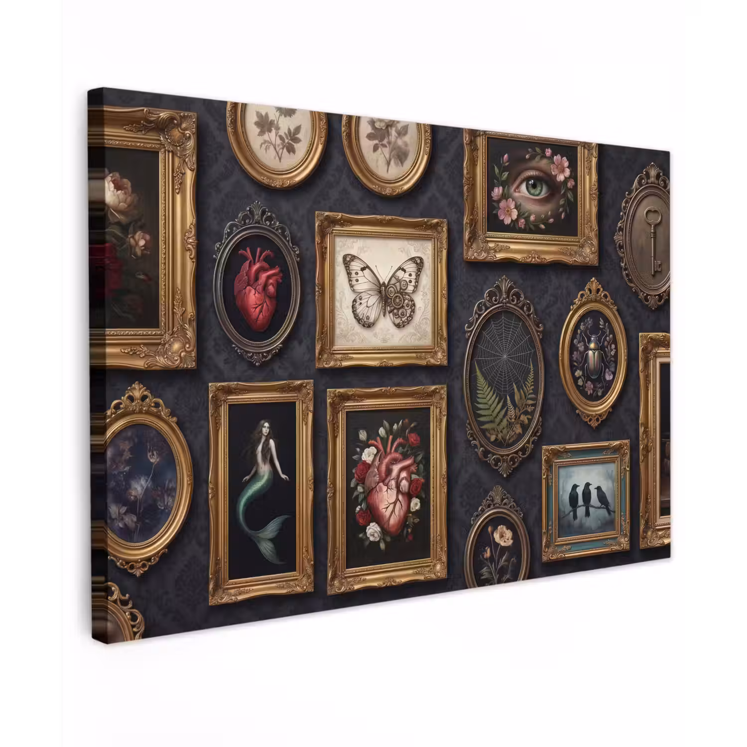 Kunst - Collectie - Vintage - Klassiek - Donker Tuinposter op houten frame 2 cm dik klein -3d