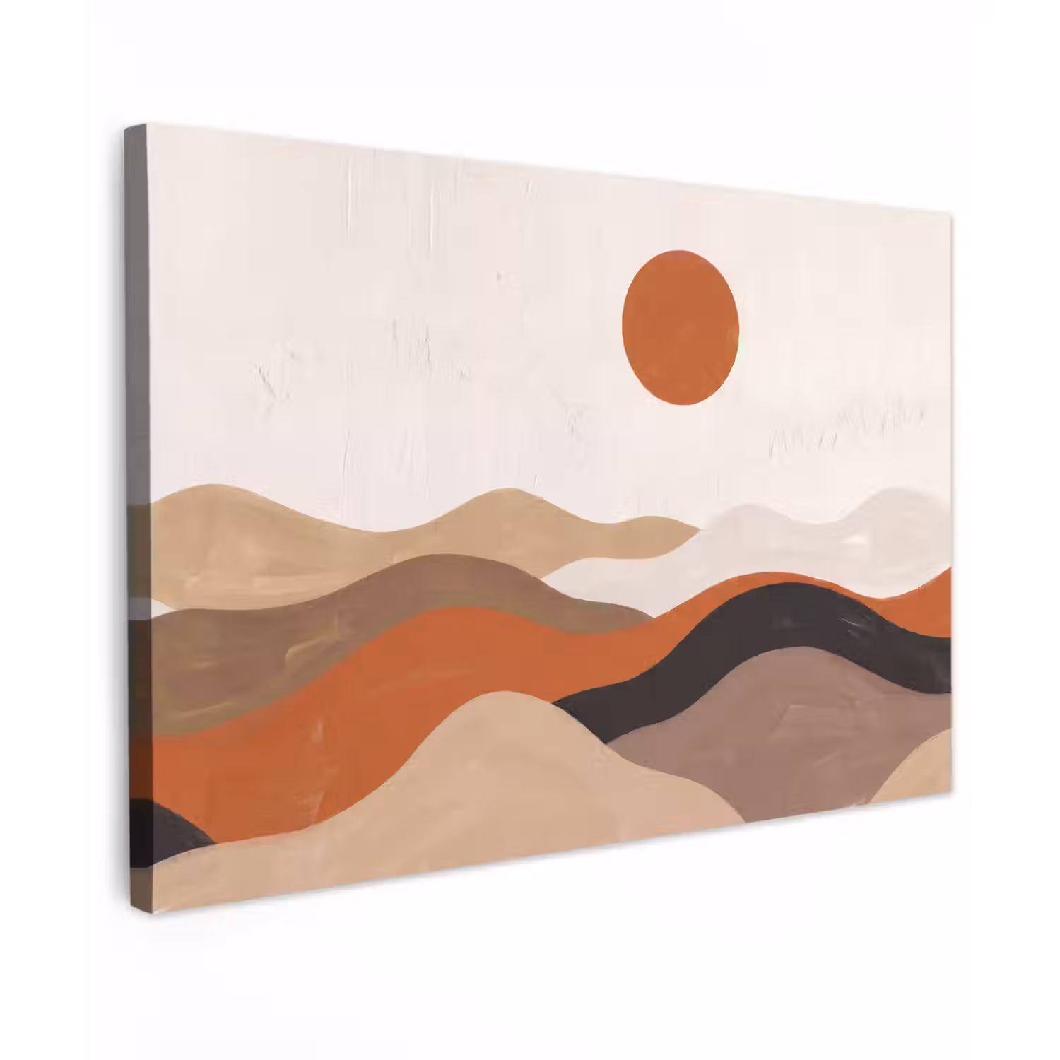 Landschap - Heuvels - Zon - Abstract - Oranje Tuinposter op houten frame 2 cm dik klein -3d
