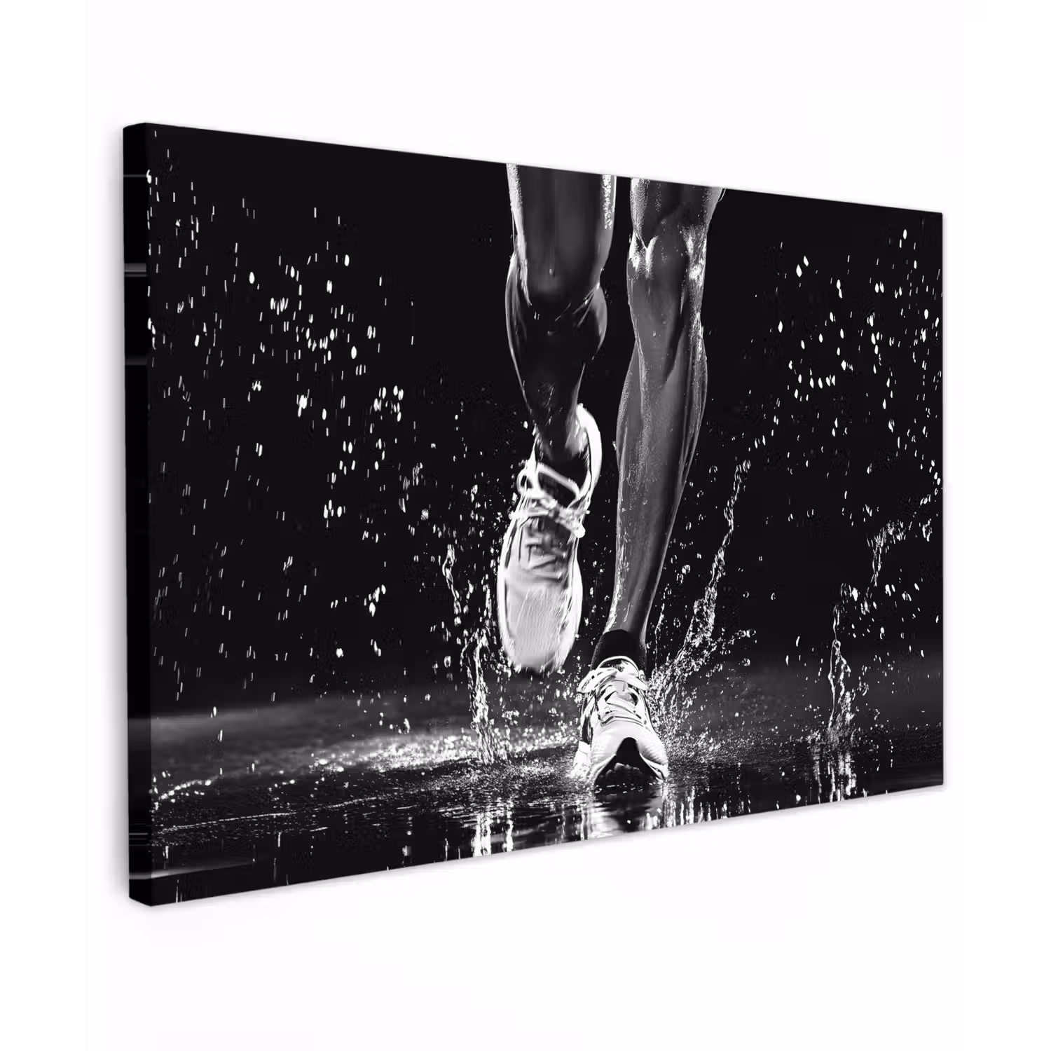 Hardloopschoenen - Rennen - Druppels - Zwart Tuinposter op houten frame 2 cm dik klein -3d