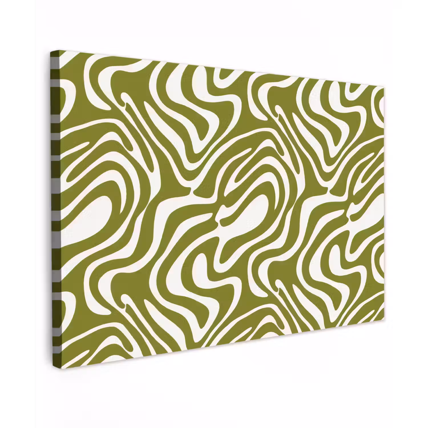 Lijnpatroon - Groen - Organisch Tuinposter op houten frame 2 cm dik klein 845 -3d