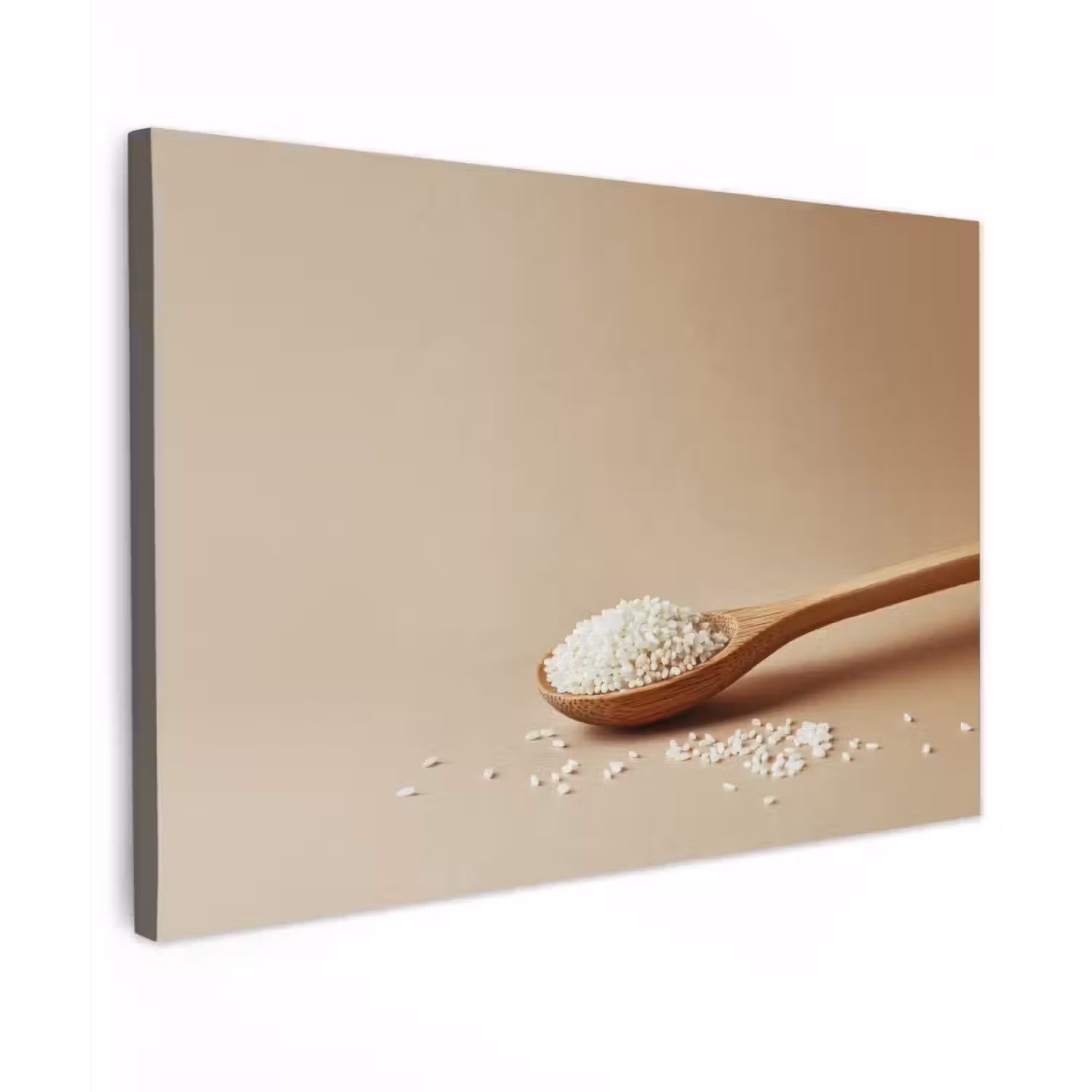 Lepel - Rijst - Hout - Beige Tuinposter op houten frame 2 cm dik klein -3d