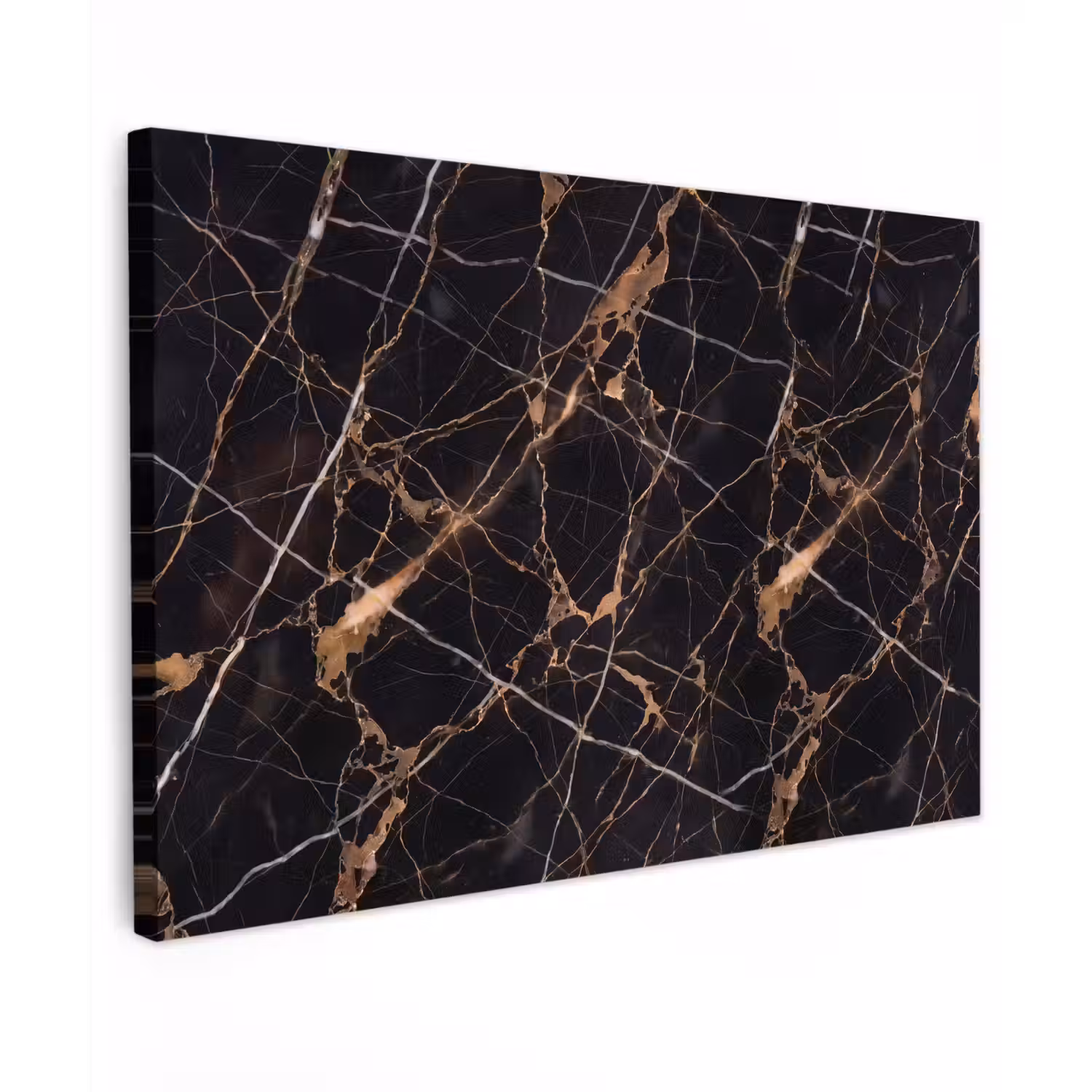 Marmer - Goud - Abstract - Zwart Tuinposter op houten frame 2 cm dik klein -3d
