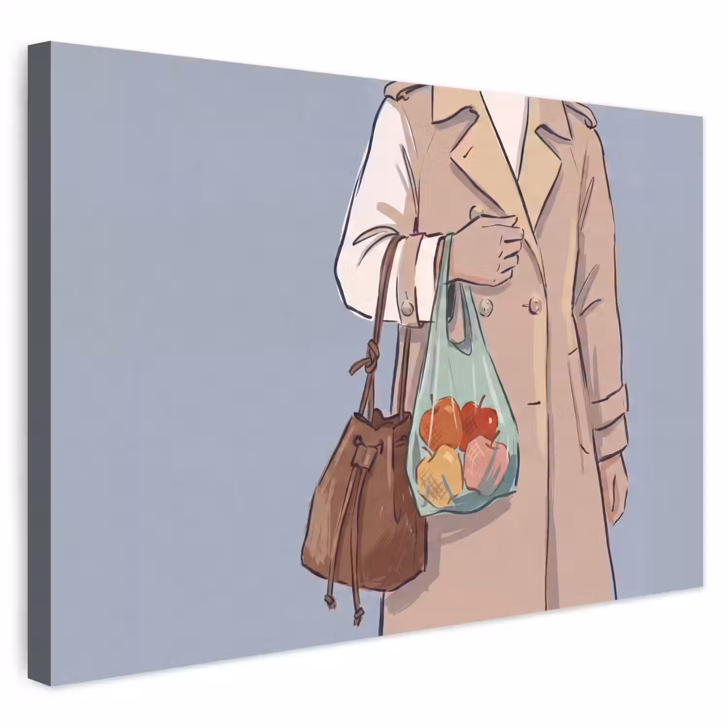 Mensen - Boodschappen - Stadsleven - Modern - Kleurrijk Tuinposter op houten frame 2 cm dik klein -3d