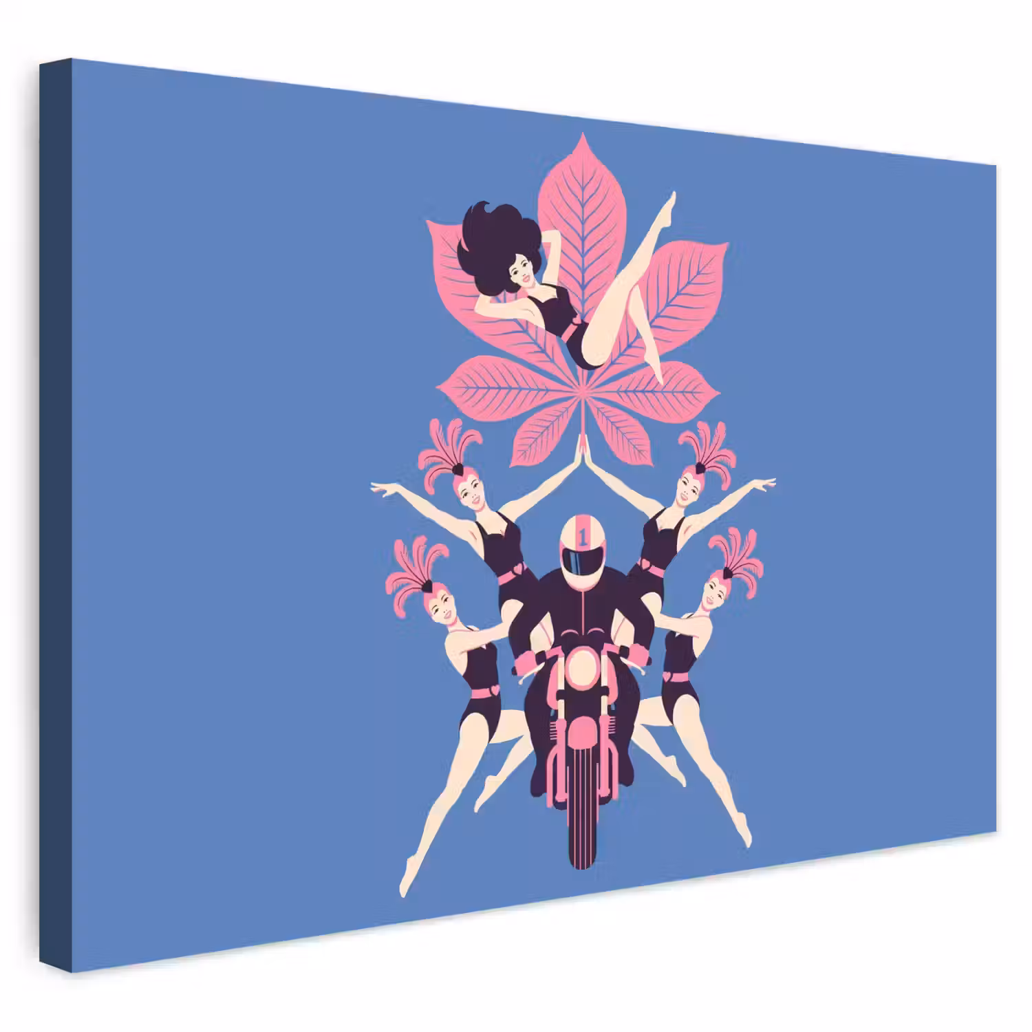 Mensen - Dans - Motor - Retro - Roze Tuinposter op houten frame 2 cm dik klein -3d