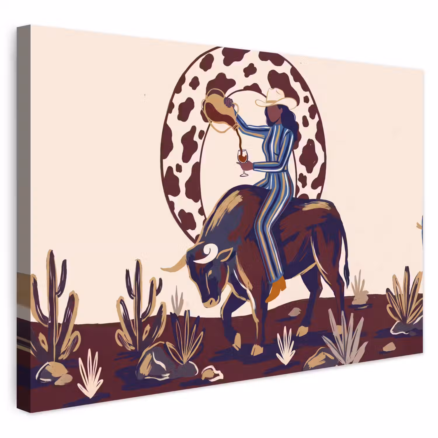 Mensen - Dieren - Cowboy - Abstract - Kleurrijk Tuinposter op houten frame 2 cm dik klein -3d