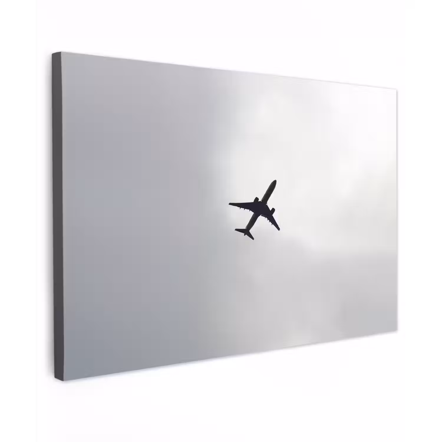 Minimalistisch - Silhouet - Zwart - Vliegtuig Tuinposter op houten frame 2 cm dik klein -3d