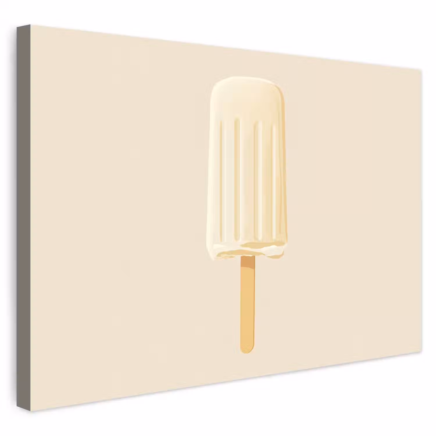 Minimalistisch - Waterijsje - Stokje - Beige Tuinposter op houten frame 2 cm dik klein -3d