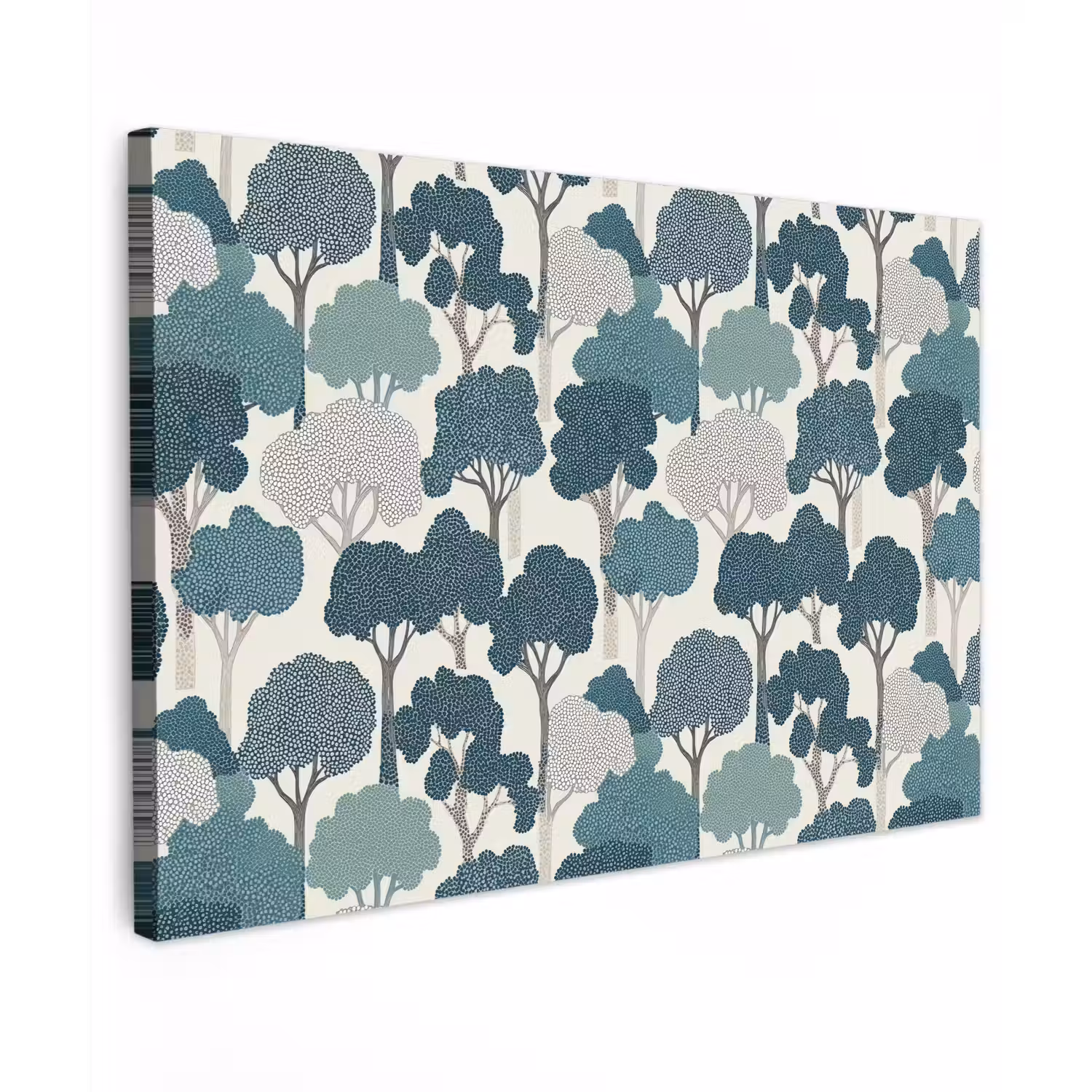 Modern - Bomen - Bos - Patroon - Blauw Tuinposter op houten frame 2 cm dik klein 845 -3d