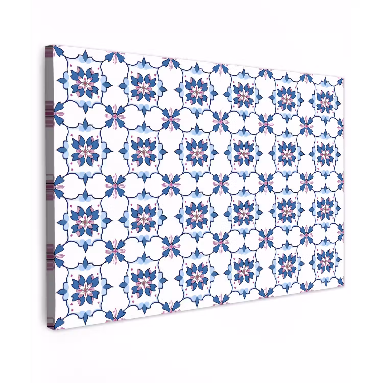 Modern - Patroon - Blauw - Roze Tuinposter op houten frame 2 cm dik klein 845 -3d