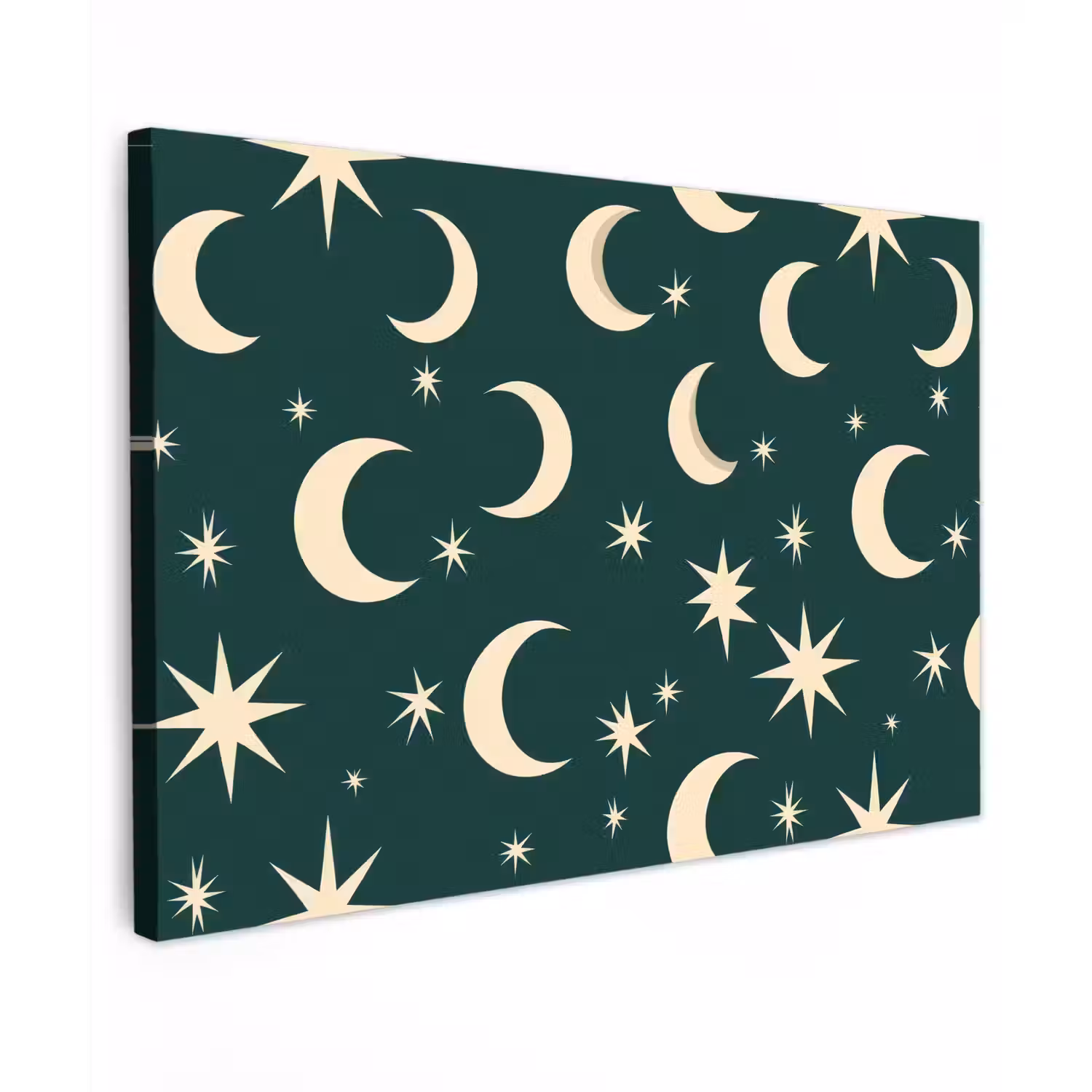 Manen - Sterren - Groen Tuinposter op houten frame 2 cm dik klein 845 -3d