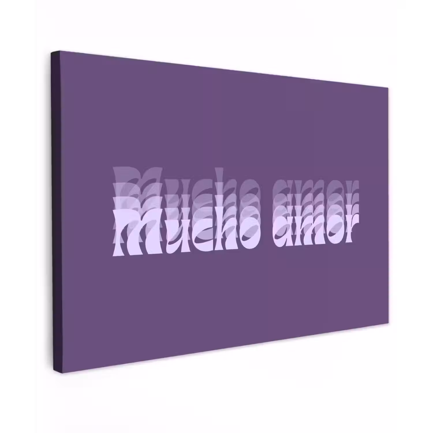 Mucho amor - Paars - Grafisch Tuinposter op houten frame 2 cm dik klein -3d