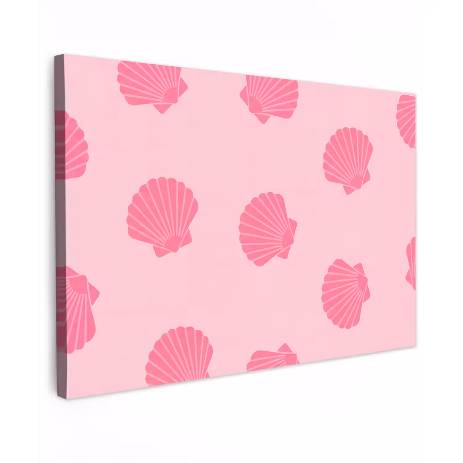 Schelp - Patroon - Zee - Modern - Roze Tuinposter op houten frame 2 cm dik klein -3d