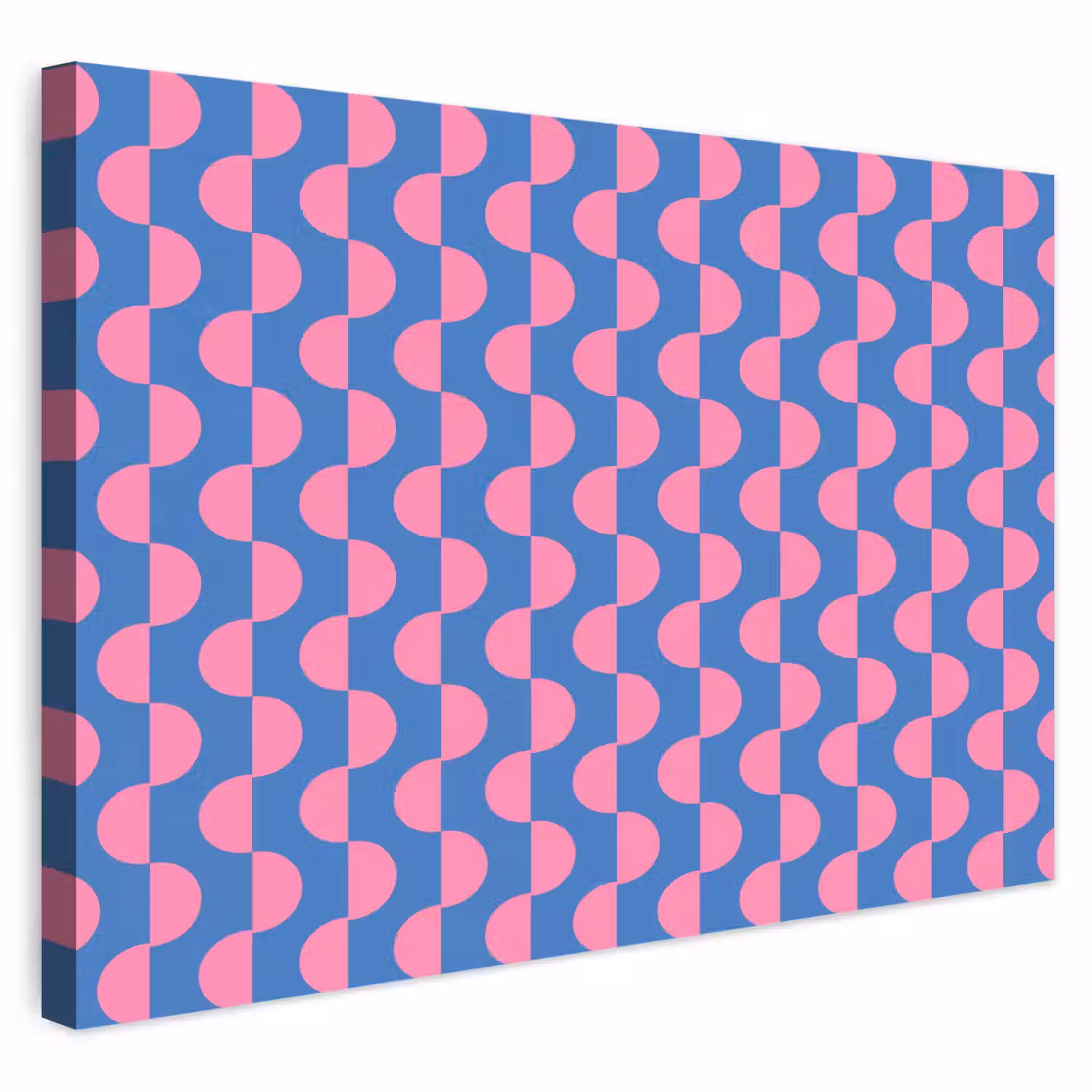 Patroon - Halve cirkels - Abstract - Modern - Roze - Blauw Tuinposter op houten frame 2 cm dik klein -3d