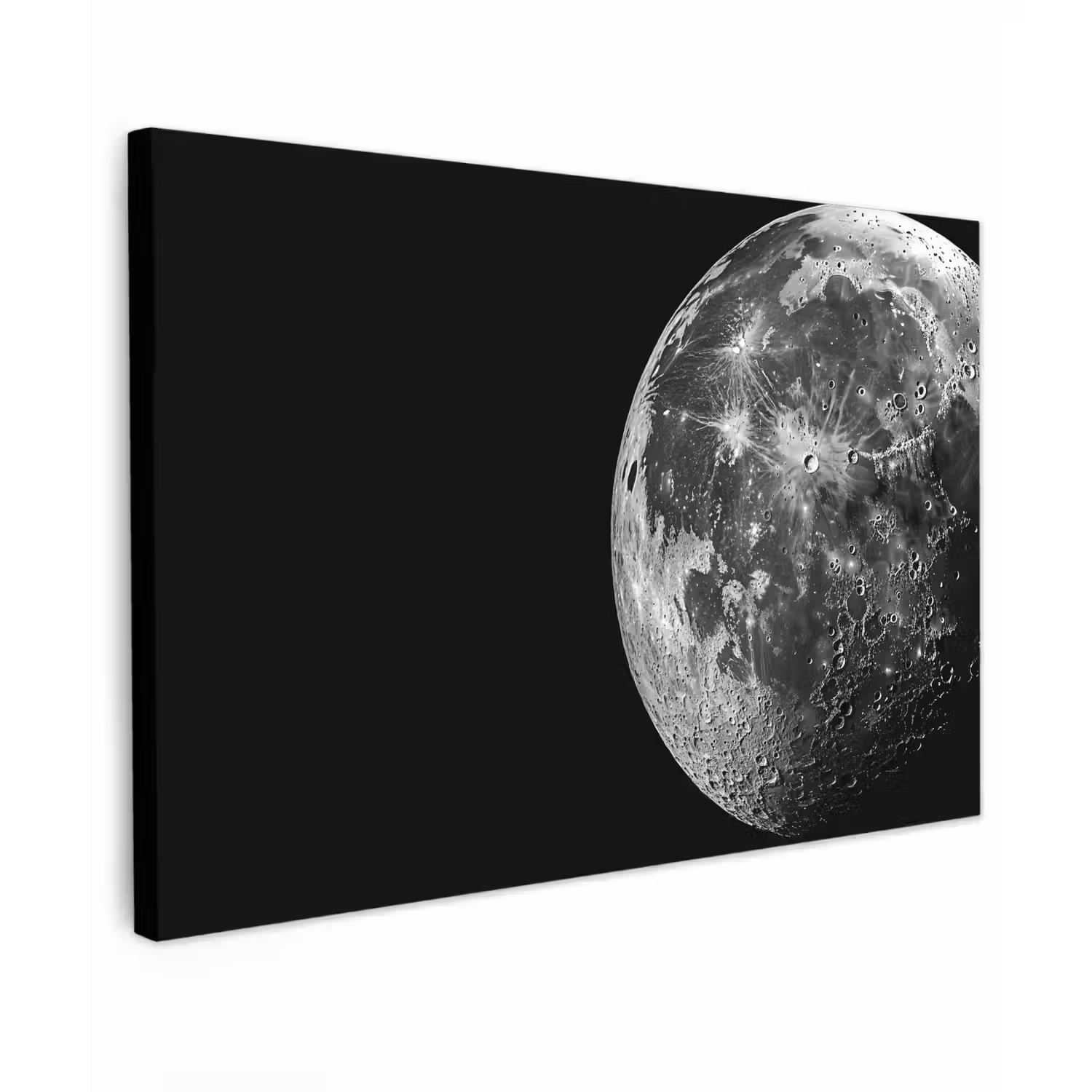 Close-up - Maan - Wit - Textuur Tuinposter op houten frame 2 cm dik klein -3d