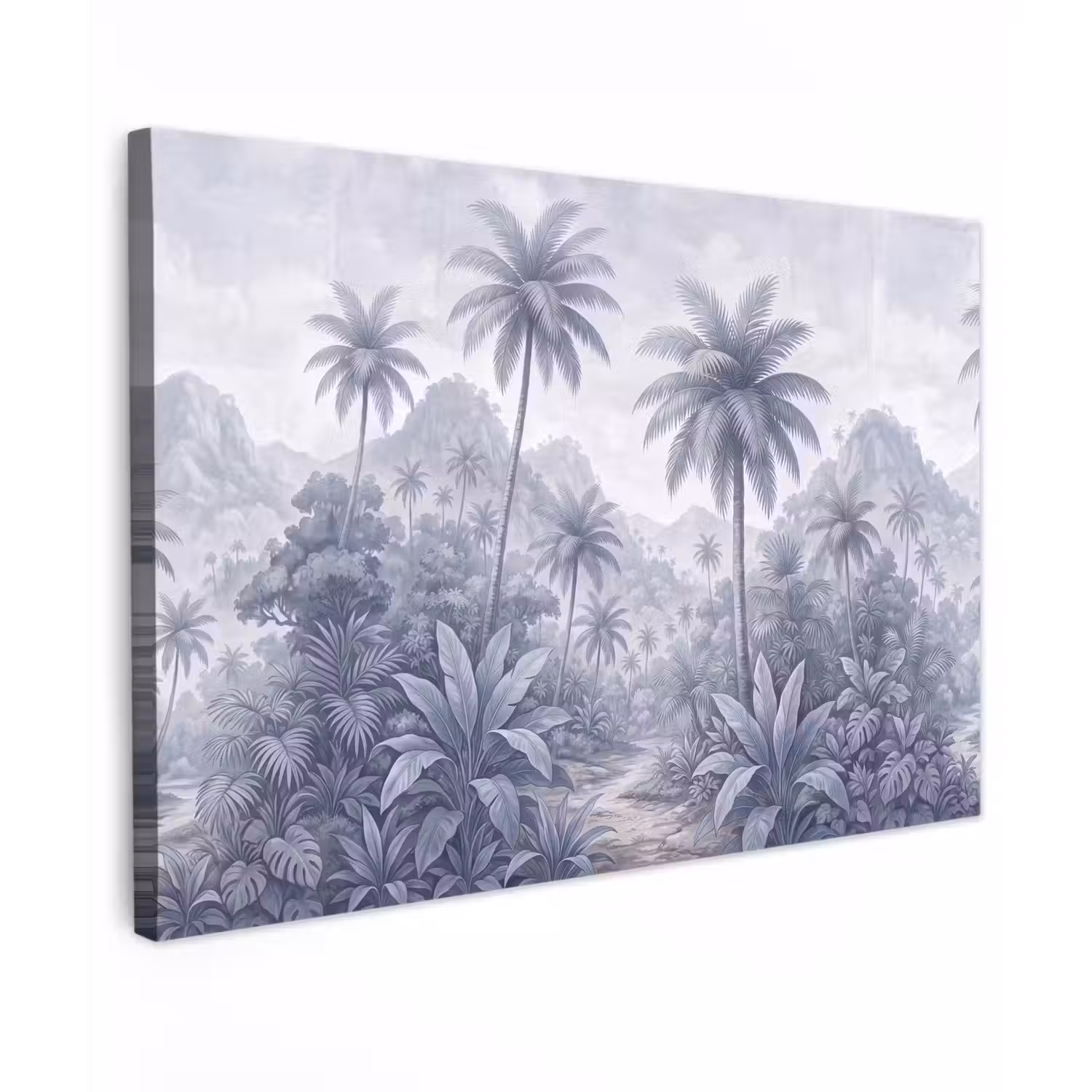 Natuur - Boom - Tropisch - Landschap - Blauw Tuinposter op houten frame 2 cm dik klein -3d