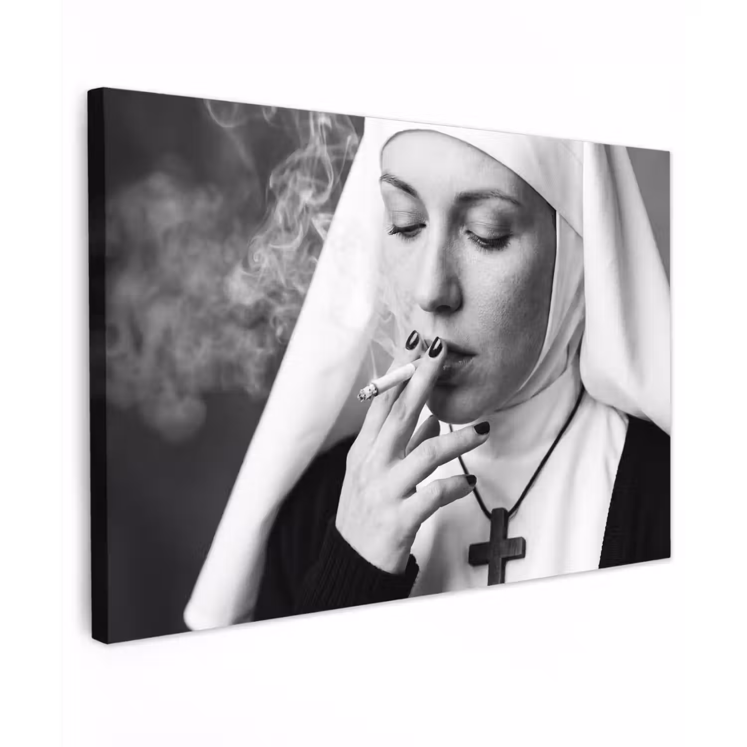 Non - Roken - Portret - Zwart - Wit - Rebels Tuinposter op houten frame 2 cm dik klein -3d