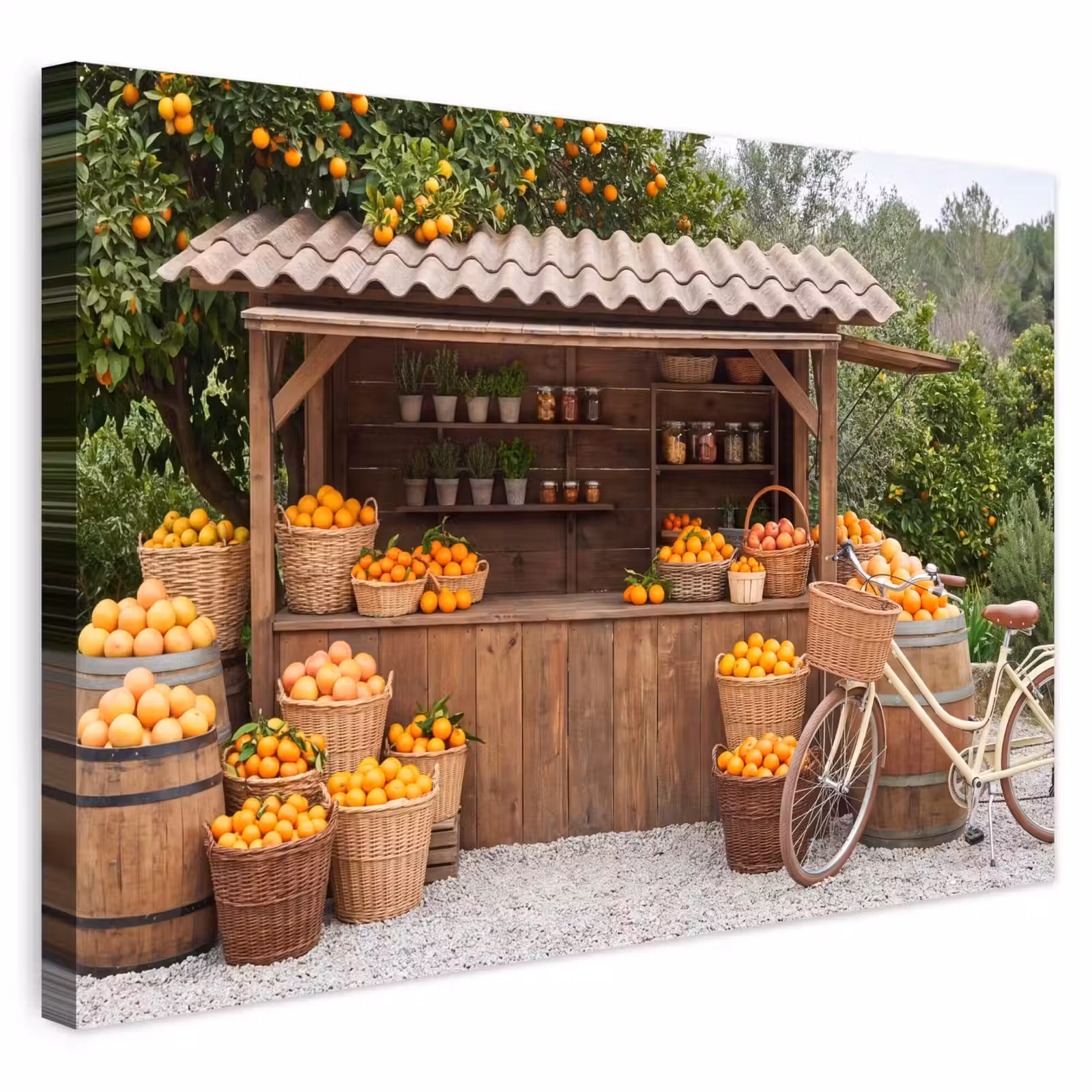 Outdoor Leinwand - Obst – Markt – Ländlich - Fruit - Markt - Landelijk Tuinposter op houten frame 2 cm dik klein