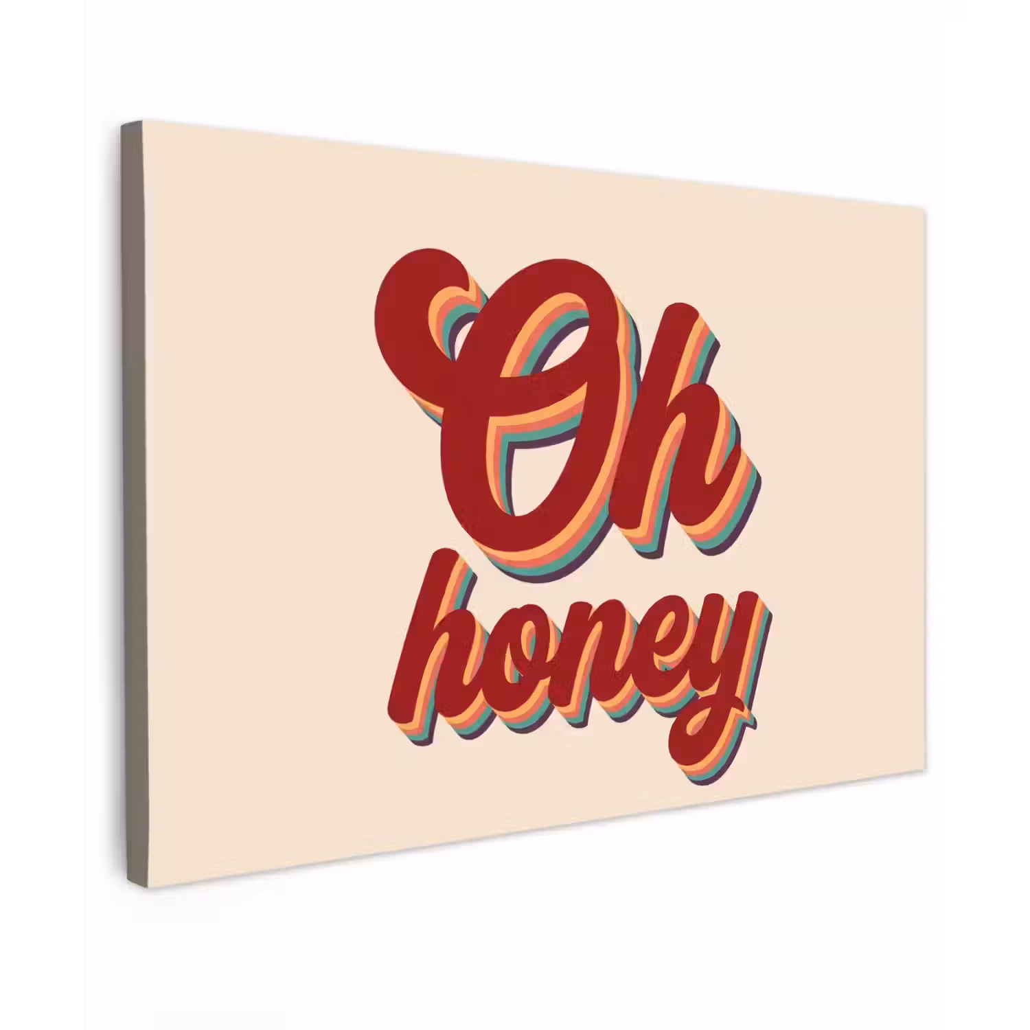 Oh honey - Rood - Schaduw Tuinposter op houten frame 2 cm dik klein -3d