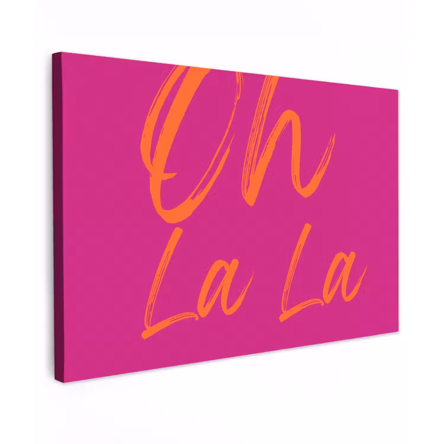 Oh la la - Oranje - Roze Tuinposter op houten frame 2 cm dik klein -3d