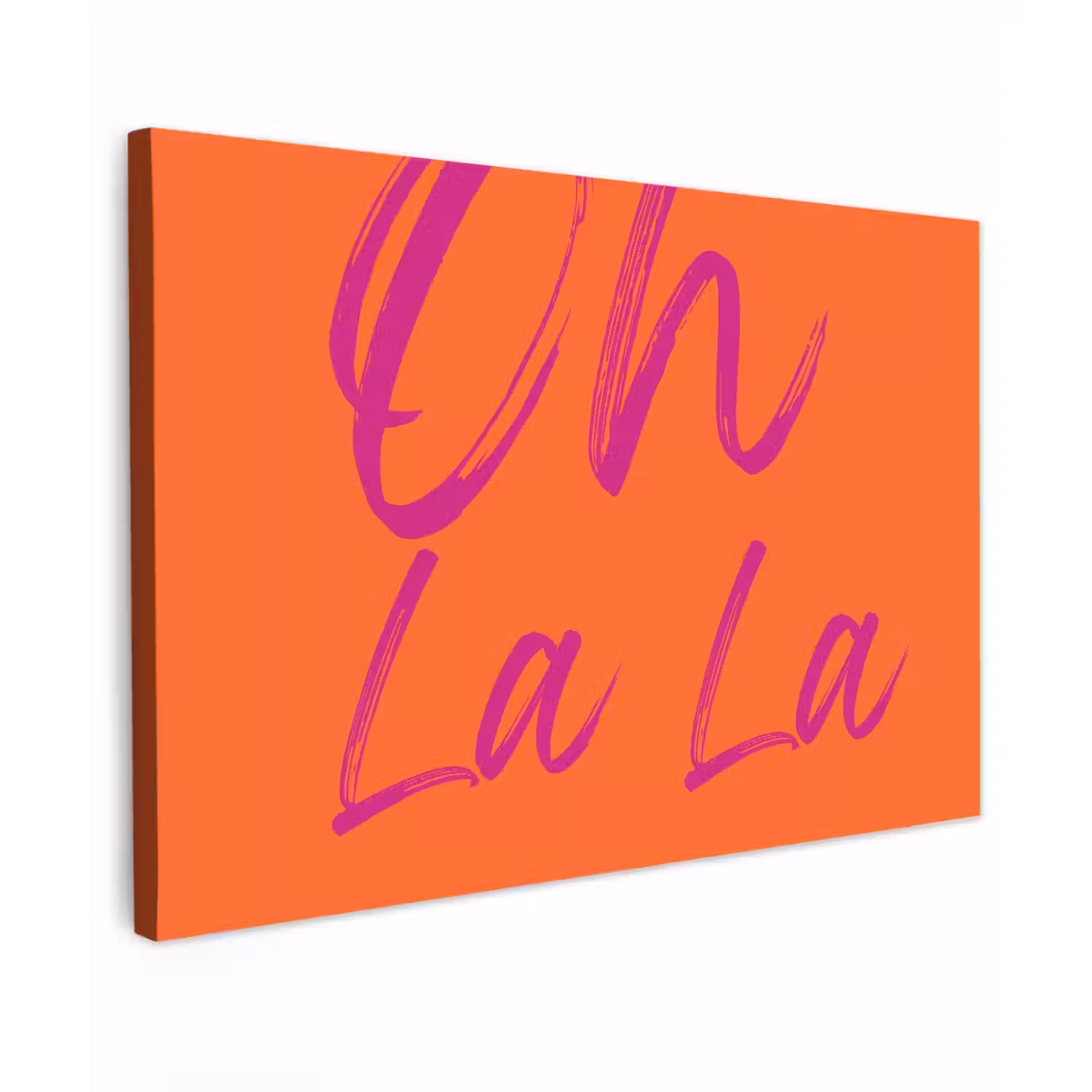Oh la la - Oranje - Roze - Grafisch Tuinposter op houten frame 2 cm dik klein -3d