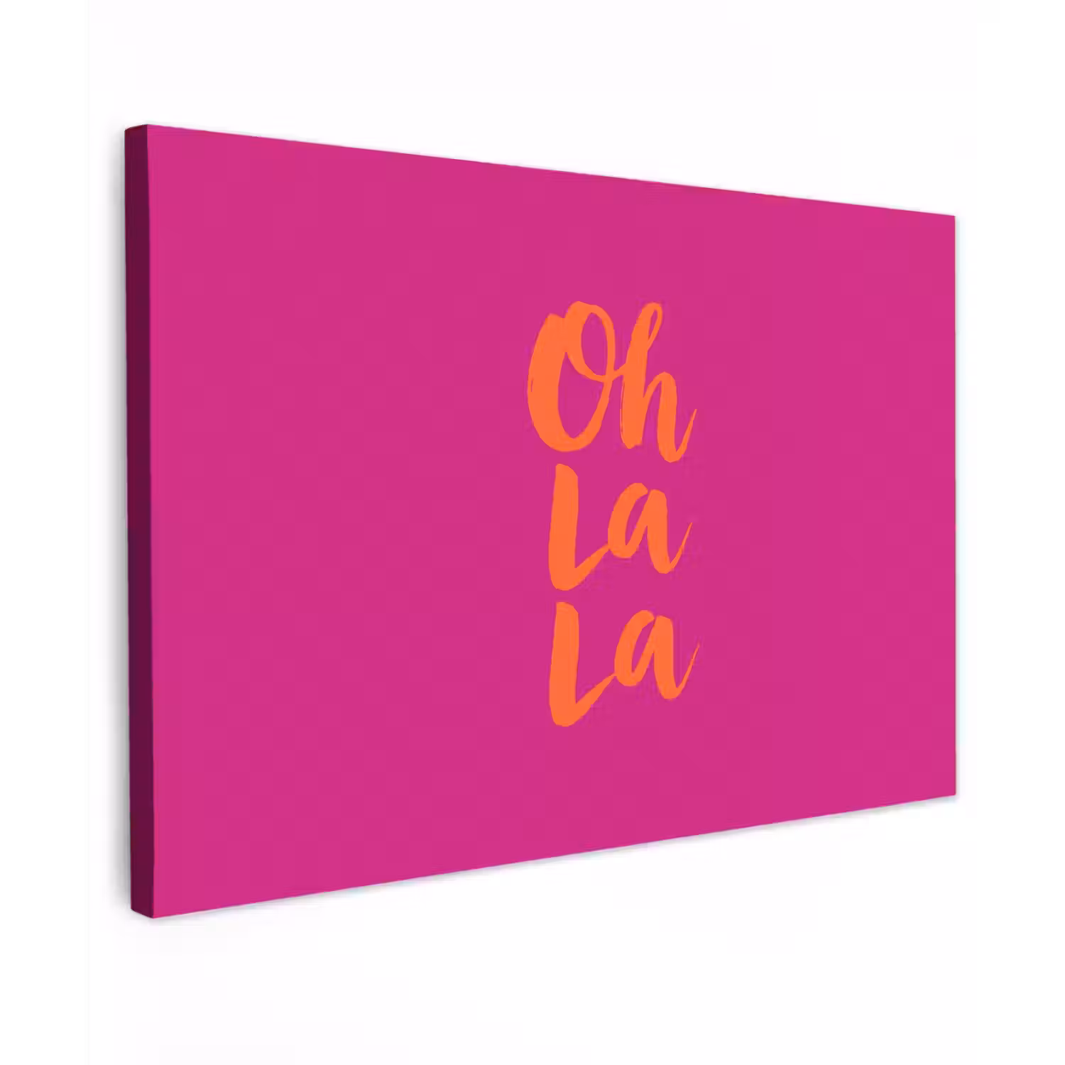 Oh la la - Roze - Oranje - Minimalistisch Tuinposter op houten frame 2 cm dik klein -3d