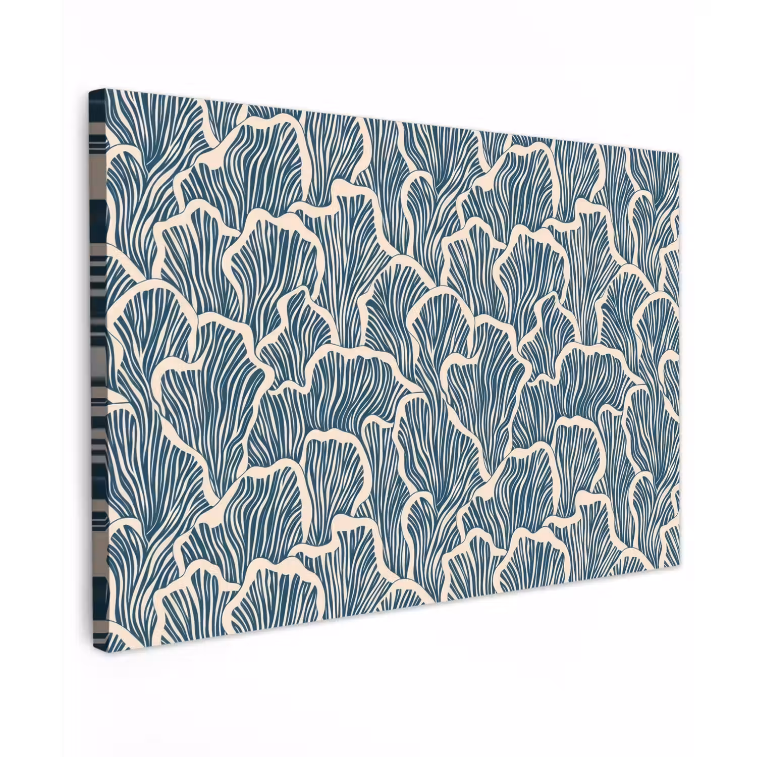 Organisch - Blauw - Crème - Schelpen Tuinposter op houten frame 2 cm dik klein 845 -3d