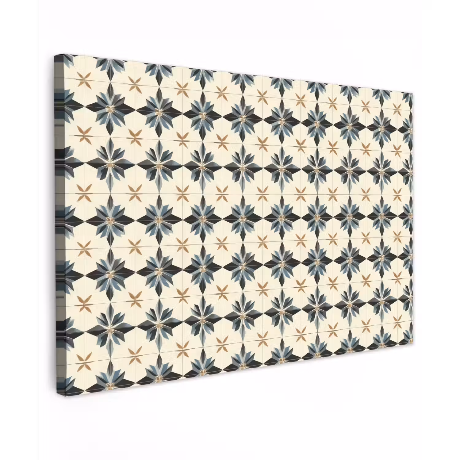 Sierlijk - Ornament - Blauw Tuinposter op houten frame 2 cm dik klein 845 -3d