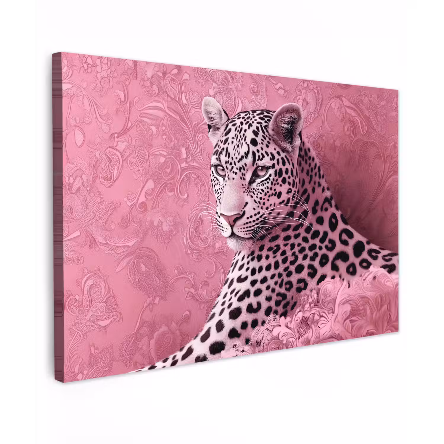 Panter - Luxe - Roze Tuinposter op houten frame 2 cm dik klein -3d