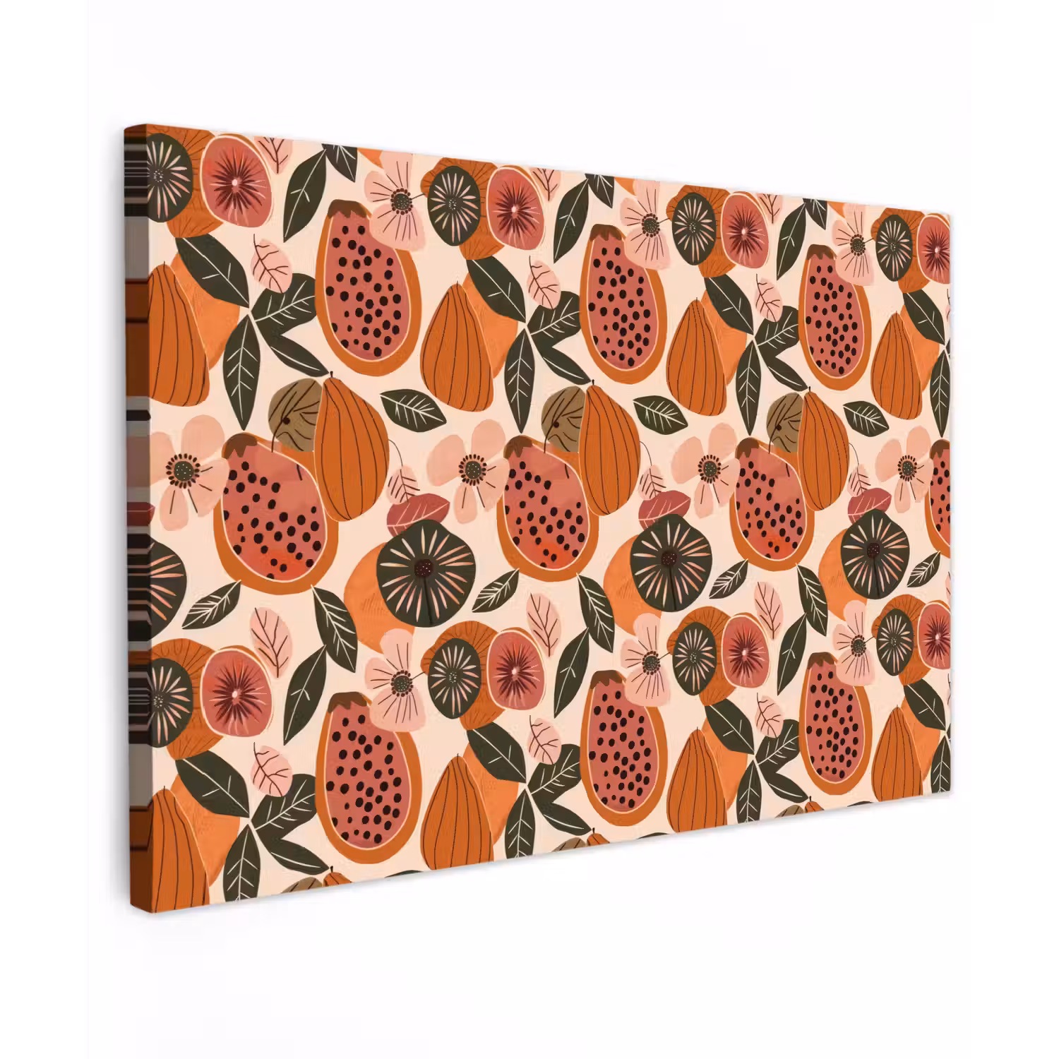 Papaja - Bloesem - Oranje Tuinposter op houten frame 2 cm dik klein 845 -3d