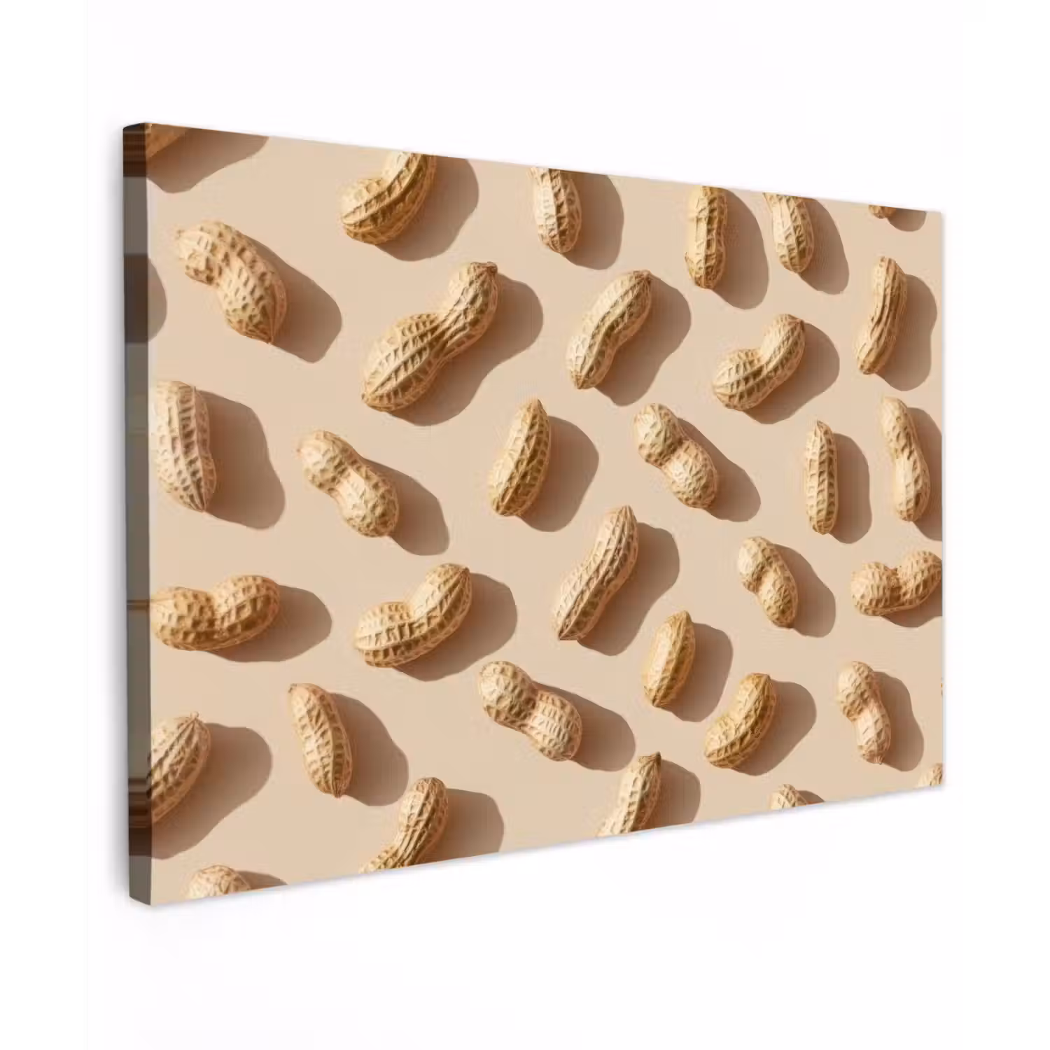 Pinda's - Patroon - Beige Tuinposter op houten frame 2 cm dik klein -3d