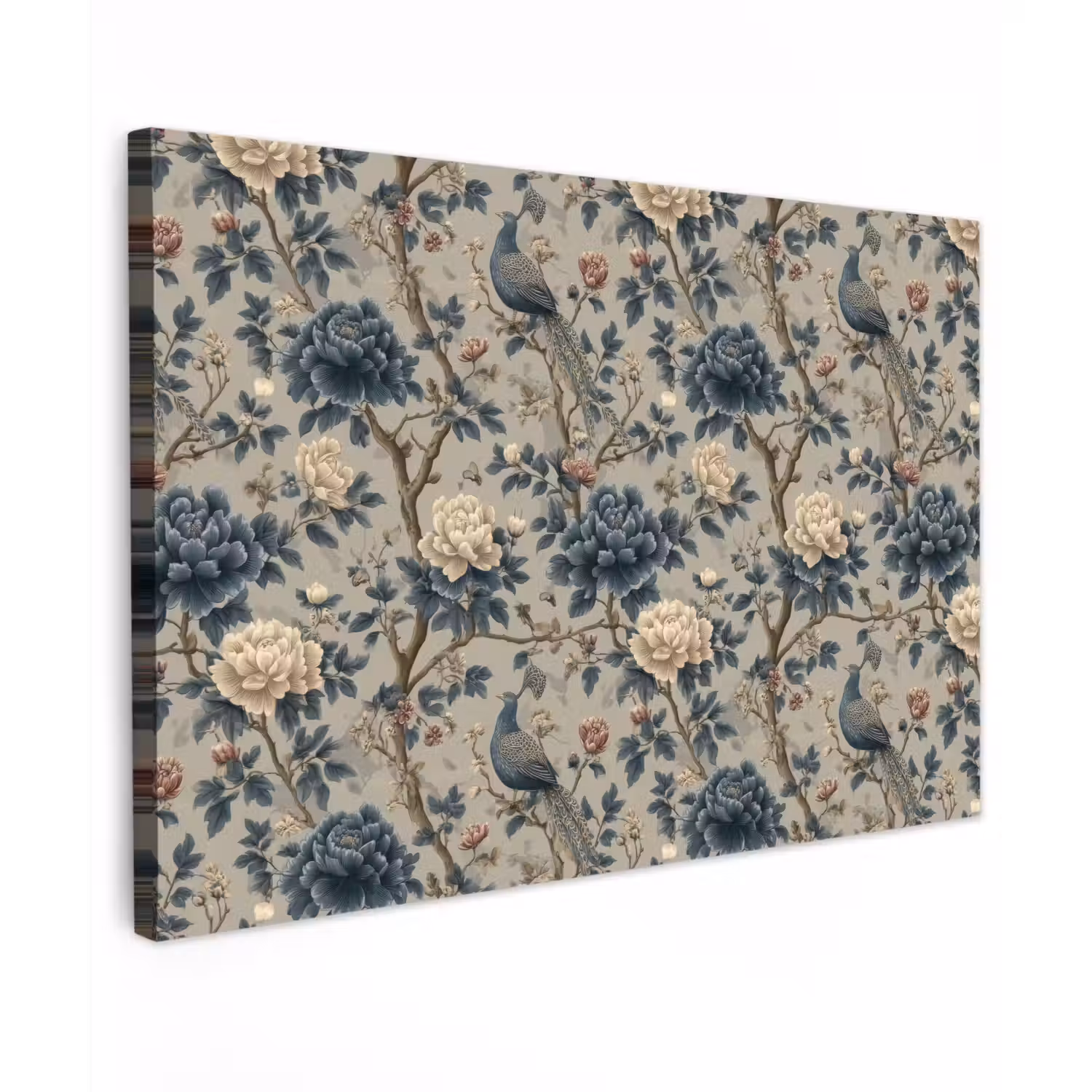 Pauw - Bloemen - Blauw Tuinposter op houten frame 2 cm dik klein 845 -3d