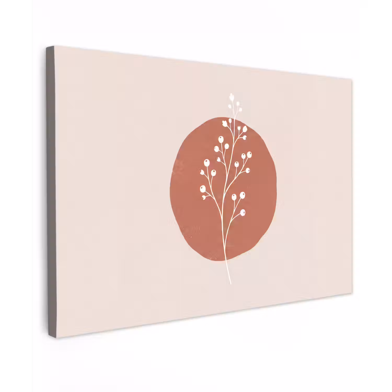 Plant - Tak - Abstract - Modern - Wit Tuinposter op houten frame 2 cm dik klein -3d