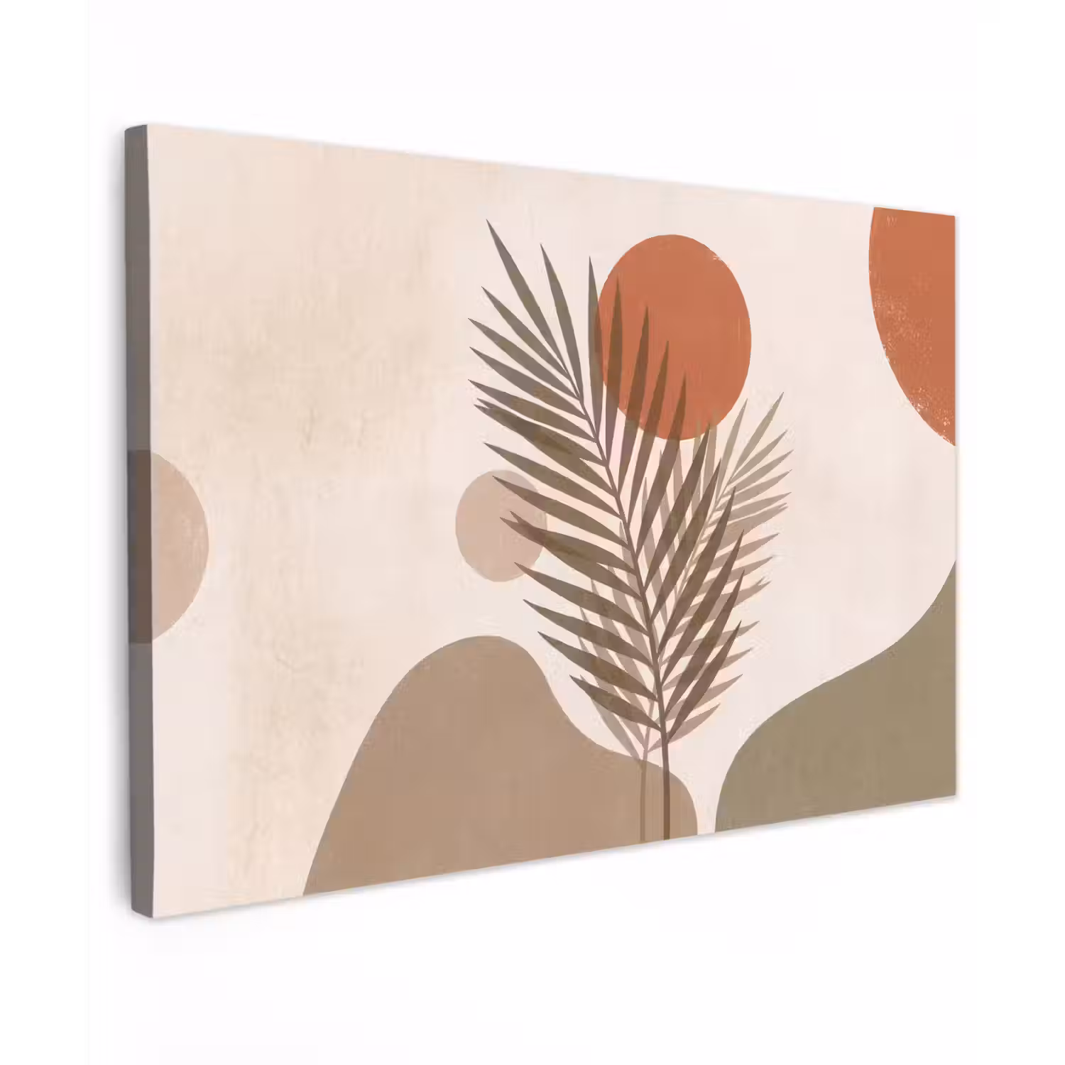 Planten - Bladeren - Abstract - Modern - Beige Tuinposter op houten frame 2 cm dik klein -3d