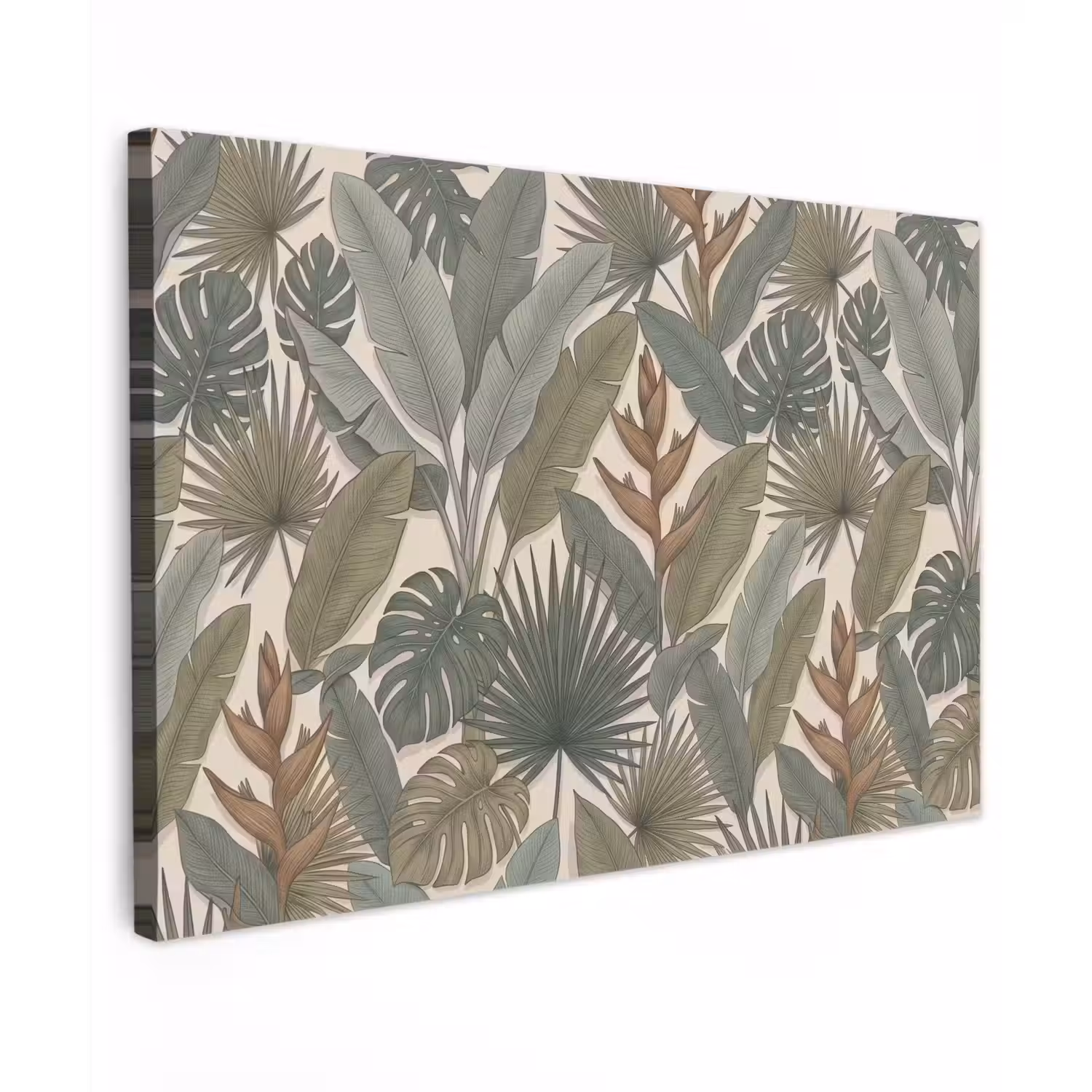 Planten - Tropisch - Natuur - Illustratie - Groen Tuinposter op houten frame 2 cm dik klein -3d
