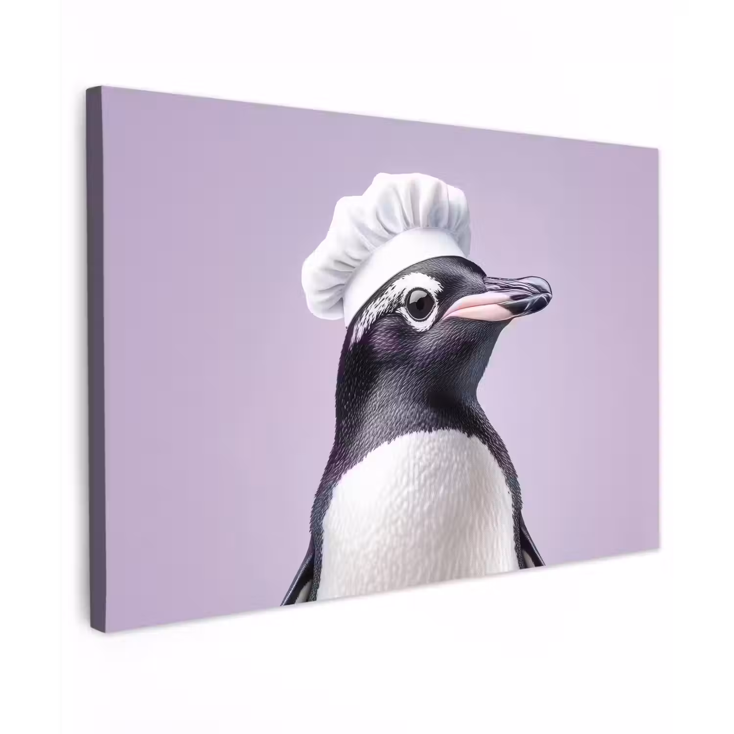 Pinguïn - Koksmuts - Lief - Paars Tuinposter op houten frame 2 cm dik klein -3d