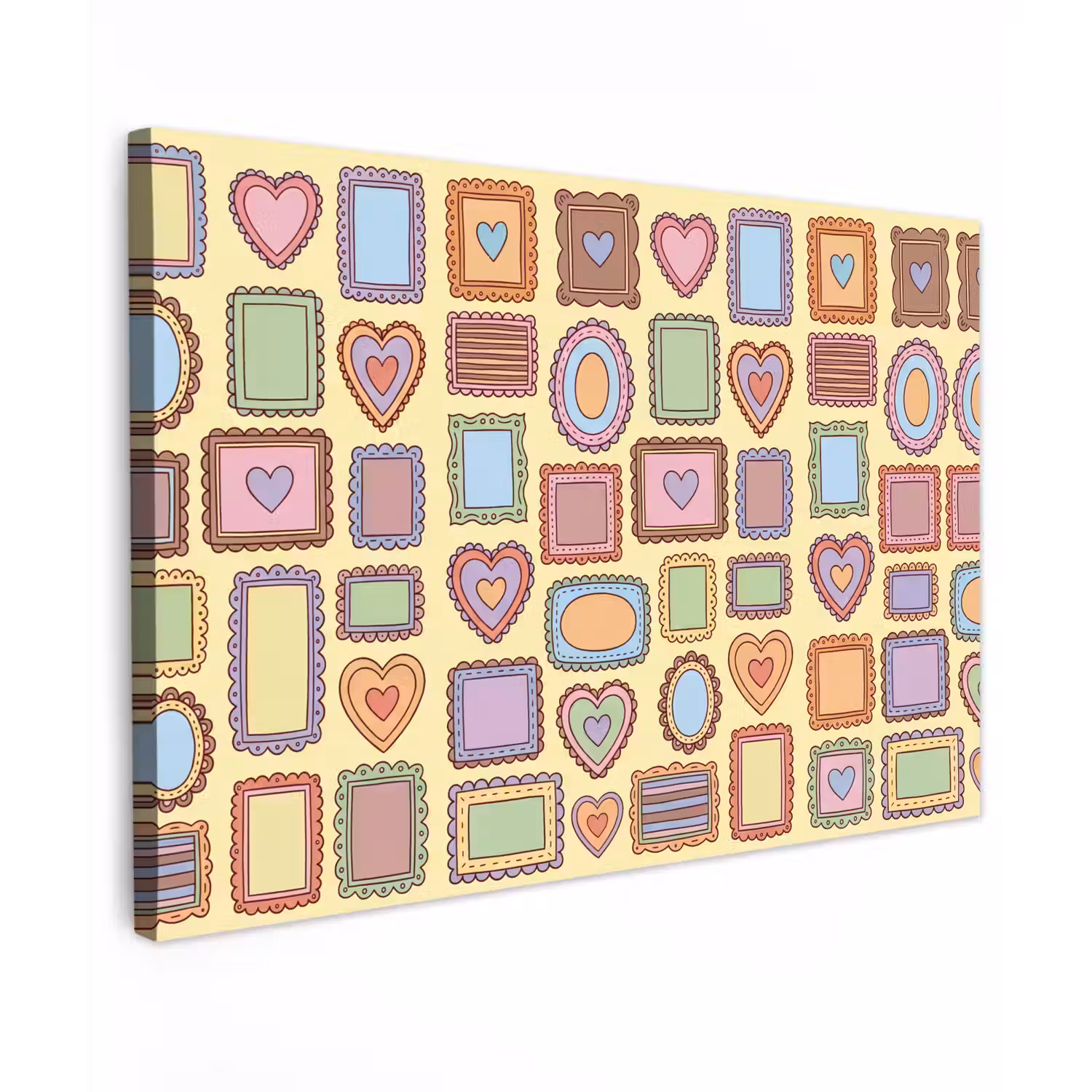 Lijst - Patroon - Hart - Speels - Kleurrijk Tuinposter op houten frame 2 cm dik klein -3d