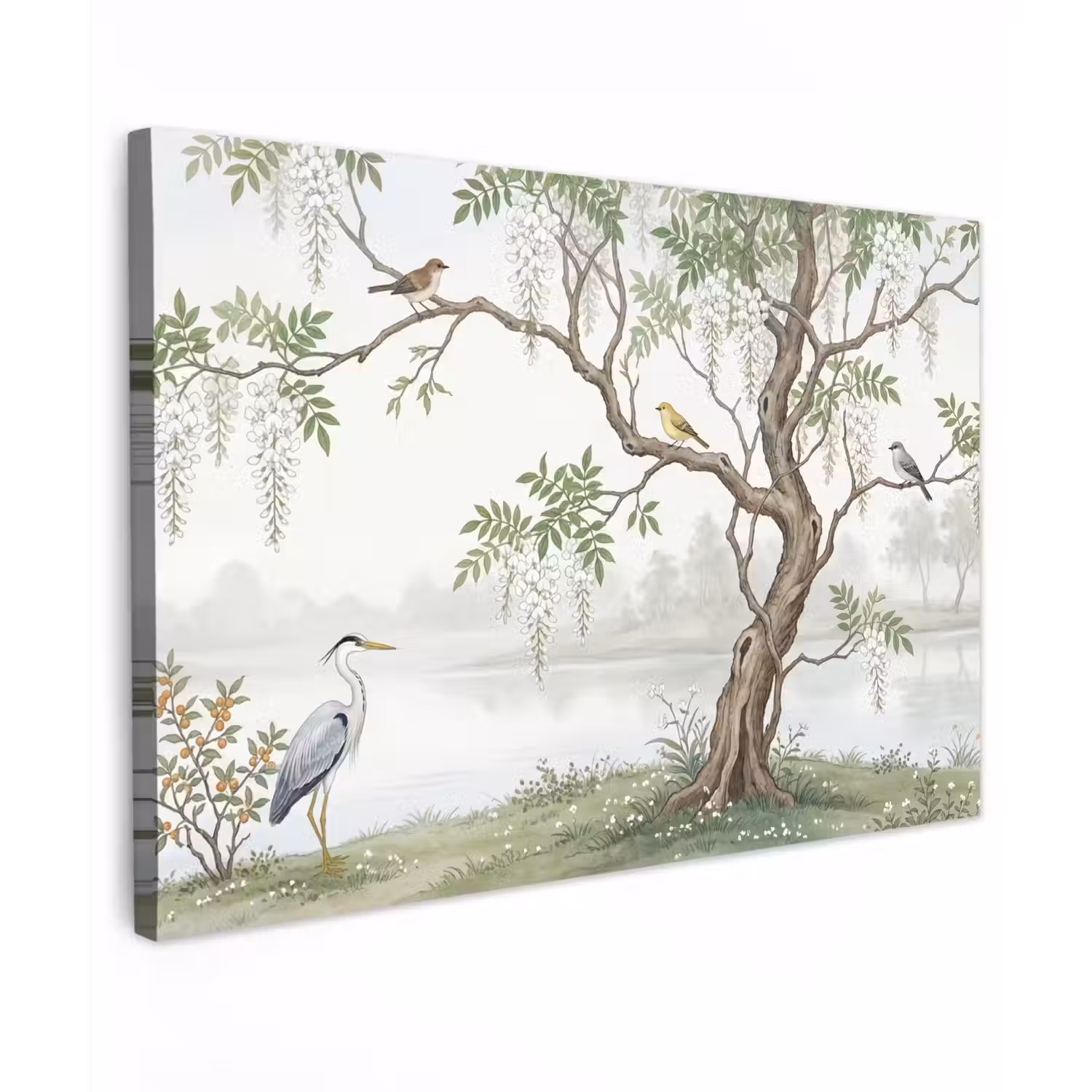 Reiger - Landschap - Groen Tuinposter op houten frame 2 cm dik klein -3d