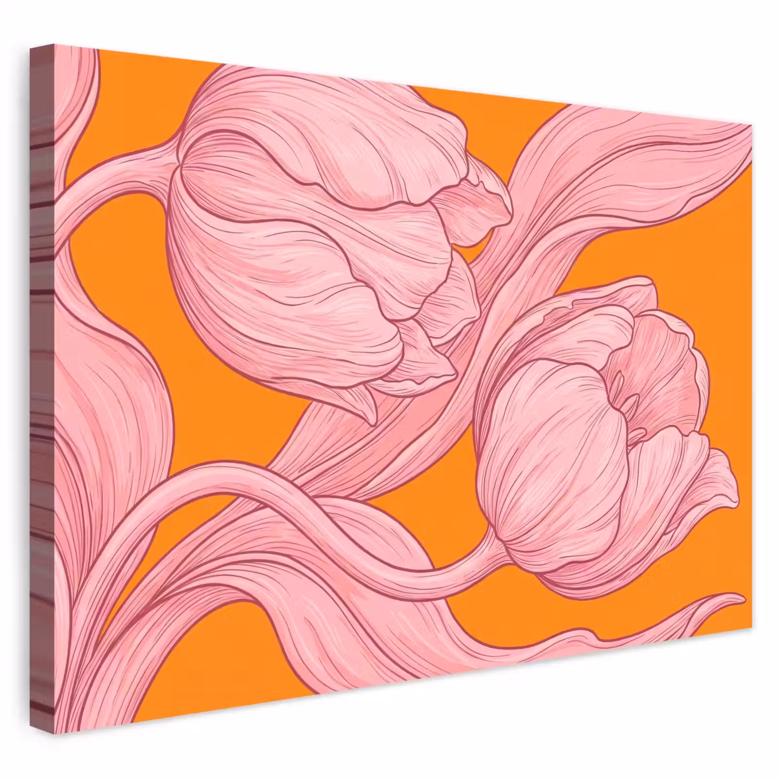 Outdoor Leinwand - Rosa Blumen – Modern - Roze bloemen - Modern Tuinposter op houten frame 2 cm dik klein