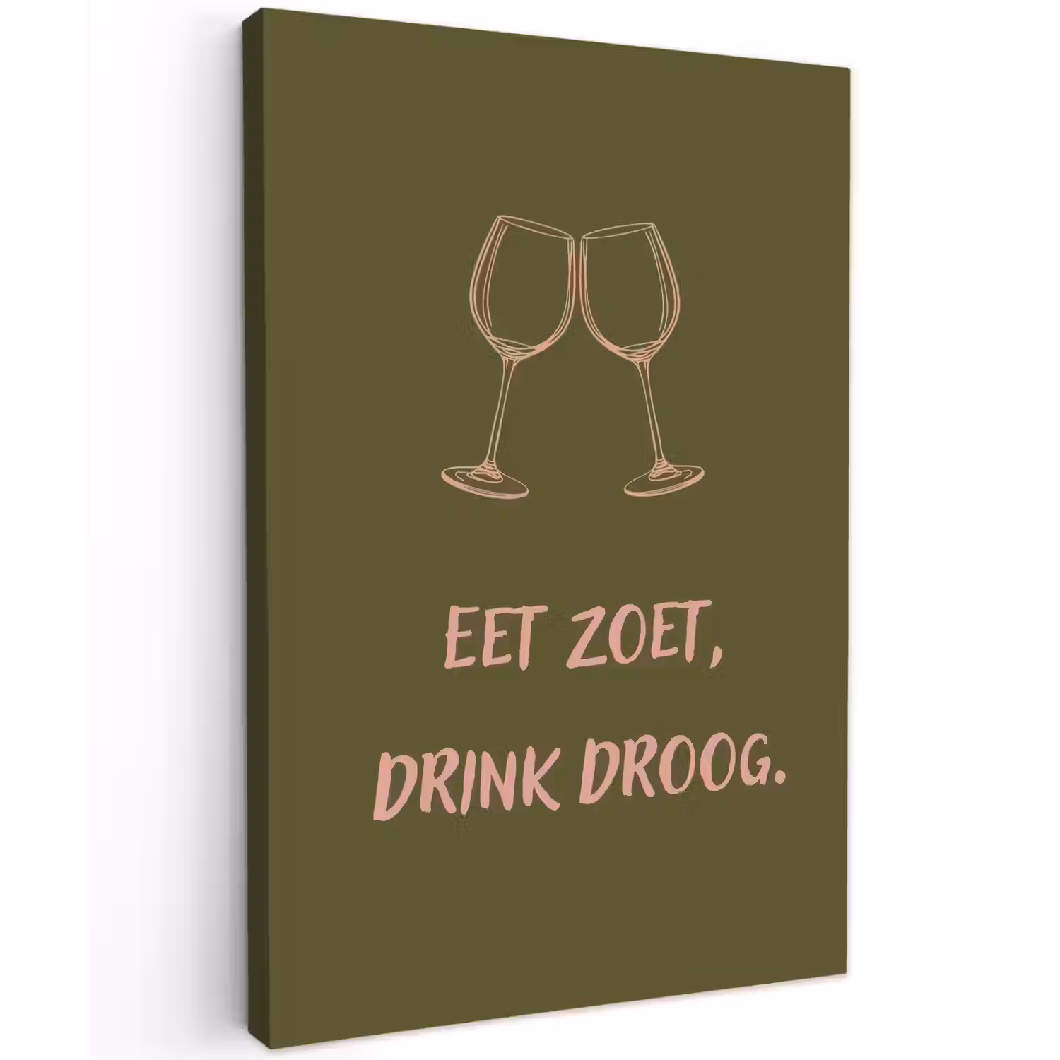 Roze - Groen - Wijn - Quote Tuinposter op houten frame 2 cm dik klein -3d